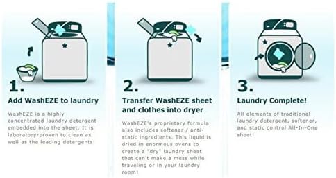 WashEZE Laundry Detergent Sheets 40 Loads Light Scent Includes Detergent Fabric Softener Stain Lifter and Static Guard All in One Laundry Detergent Solution
