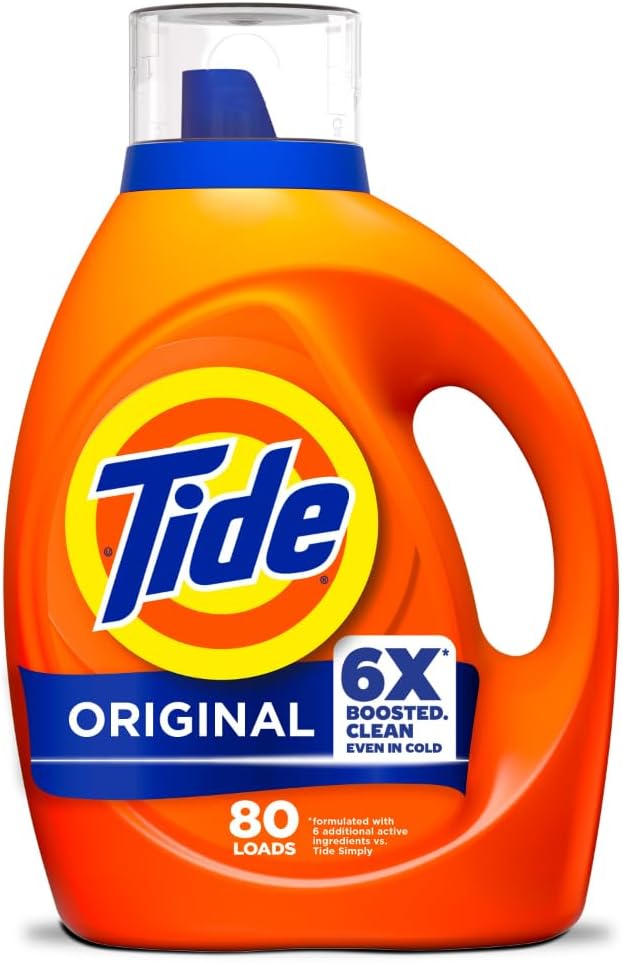 Tide Laundry Detergent Liquid, Original Scent, 80 Loads, 100 FL OZ, Works on 100% of Common Stains, Laundry Soap, Liquid Laundry Detergent