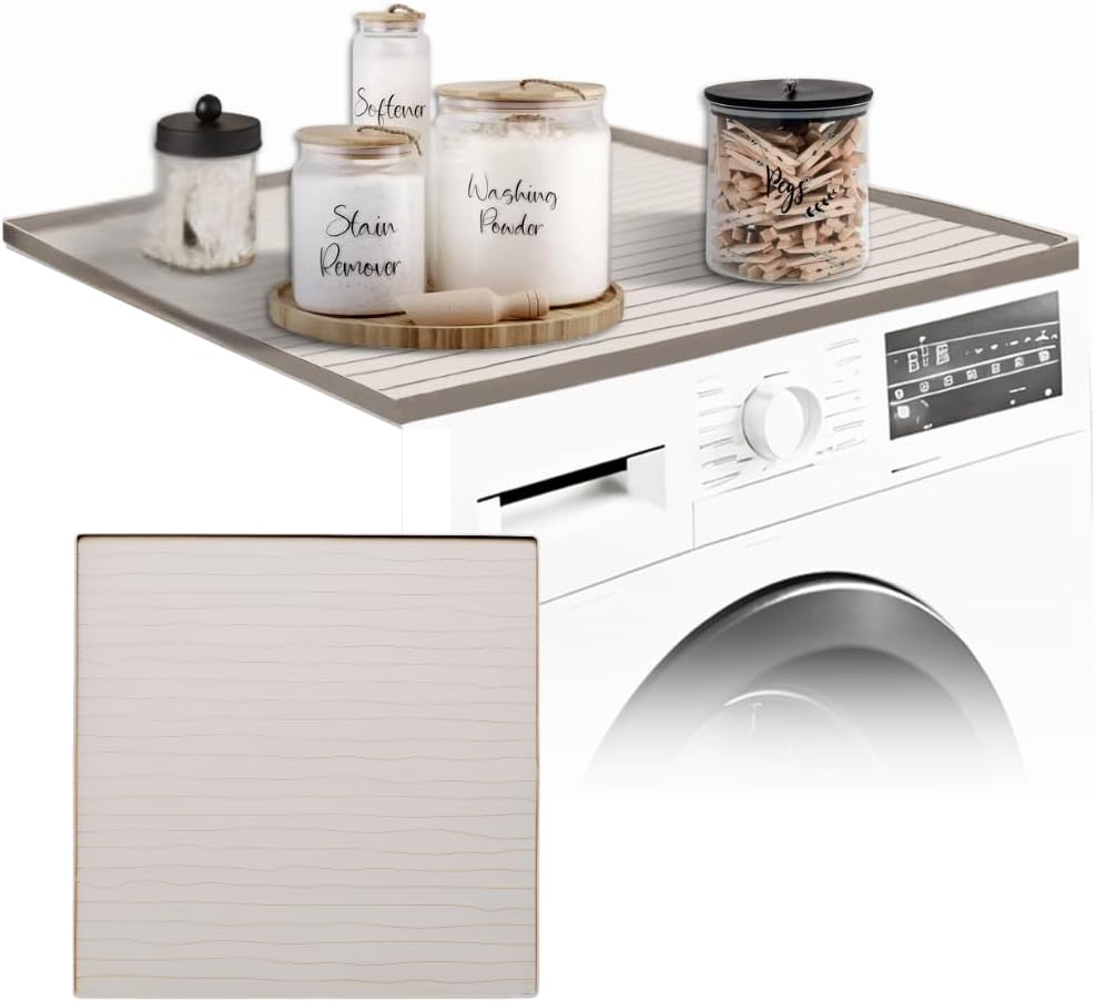 1 PC Washer and Dryer Top Cover Protectors 25" x 25", Laundry Machine Dust Guards (Sand (Beige))