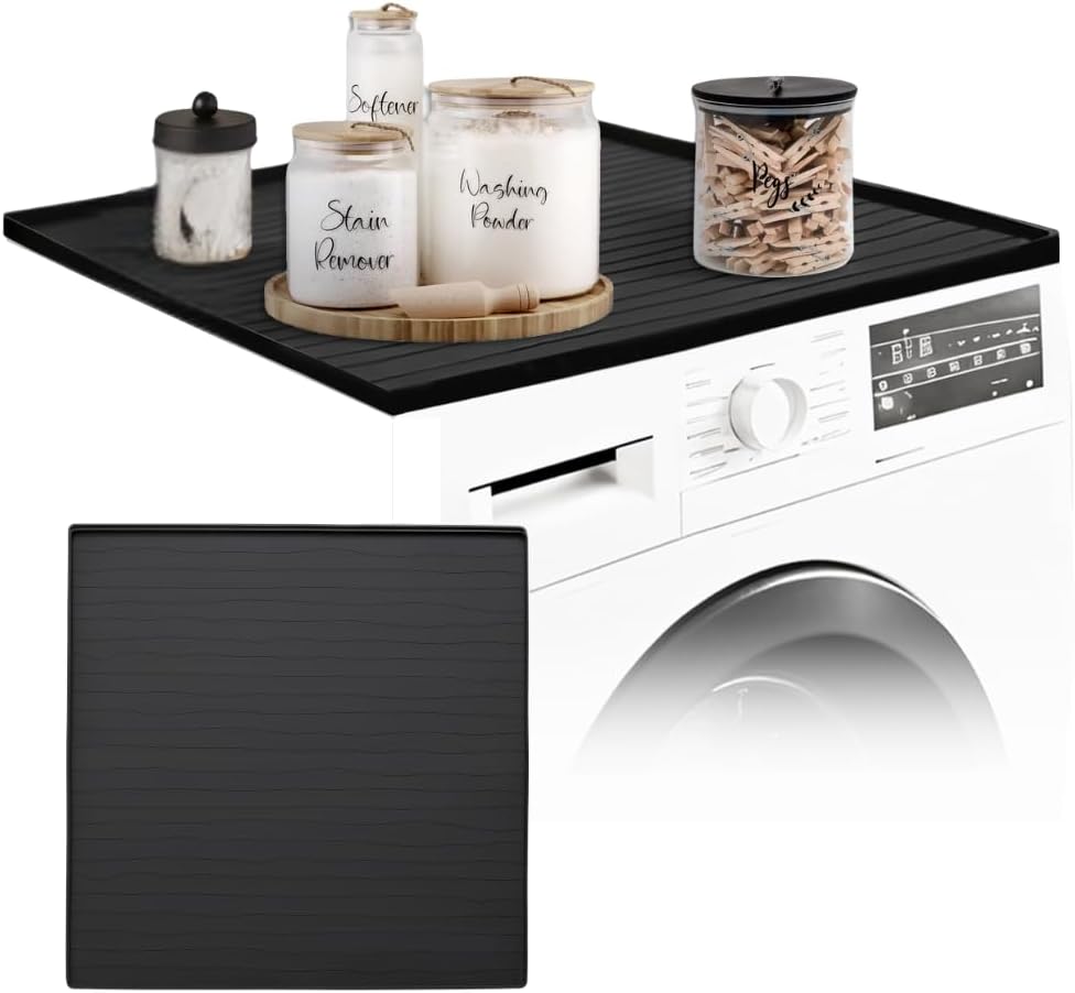 1 PC Washer and Dryer Top Cover Protectors 25" x 25", Laundry Machine Dust Guards (Onyx (Dark Grey))