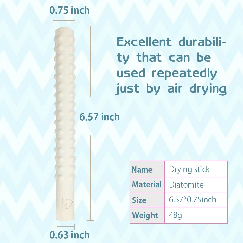 Drying Rod Stick Drying Stick with Clean Brush Diatomite Water-Absorption Stick【Quick Drying/Reusable/Preventing Moisture and Mold】 2-Piece Set