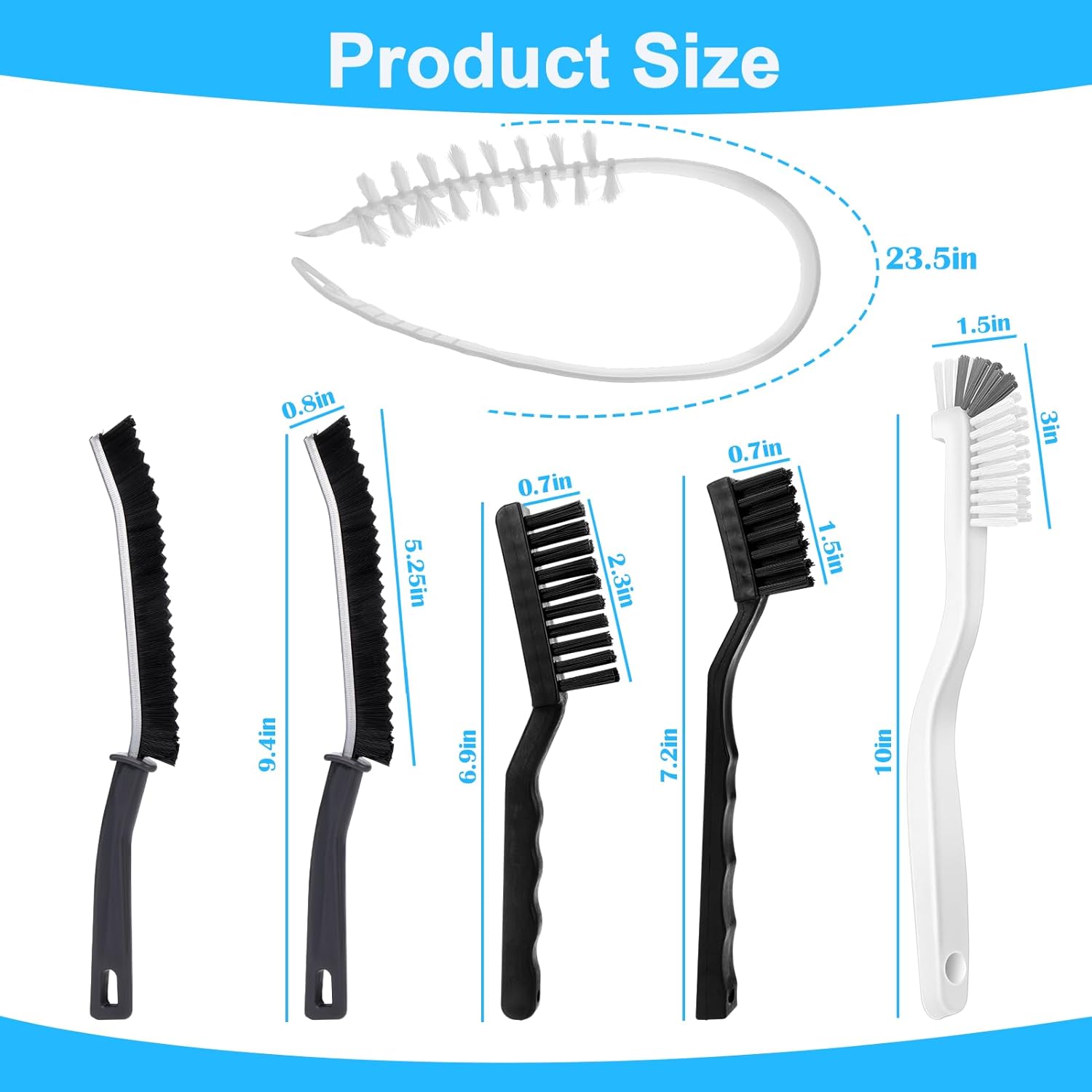 XANGNIER Washing Machine Cleaning Brush Kits,Front Load Washer Scrub Cleaner Tools Accessories-1 Pcs Drum Laundry Cleaner Brush and 5 Pcs Crevice Cleaning Brush for Tight Spaces and Washer Rubber Seal