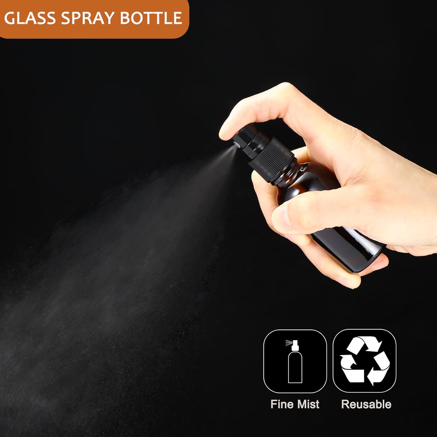 1 oz Amber Glass Spray Bottles,Small Empty Fine Mist Refillable Travel Spray Bottle for Cleaning,Perfume,Aromatherapy,Cosmetic Sprays,Hair,Essential Oils with Fine Mist Dispenser（3 Pack）