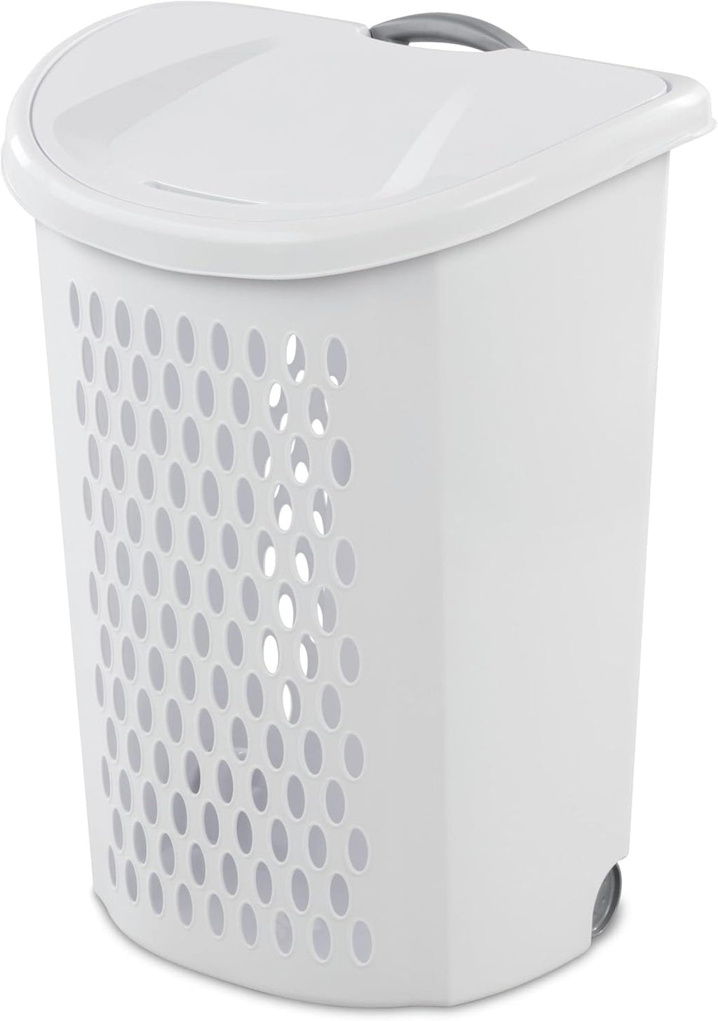 (1-Pack) Wheeled Laundry Basket - 135 Liters Large Capacity - White Plastic with a Cover and Extendable Handle, Suitable for Homes, Dormitories,Laundry Rooms and Apartments.