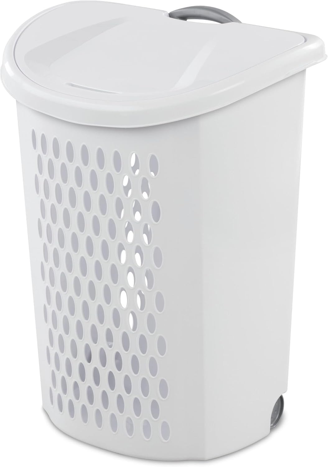 (1-Pack) Wheeled Laundry Basket - 135 Liters Large Capacity - White Plastic with a Cover and Extendable Handle, Suitable for Homes, Dormitories,Laundry Rooms and Apartments.