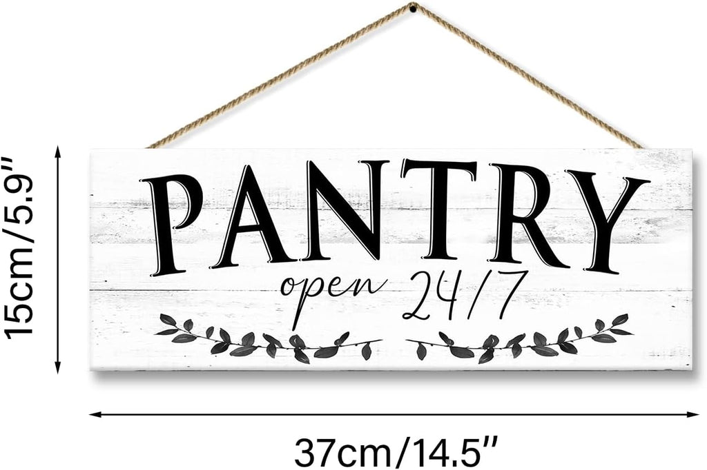1 KINGO Rustic Pantry Signs Wall Decor: Farmhouse Kitchen Wall Art 6" x 14.5" Canvas Print Decorative Plaque Wall Hanging Open 24/7 Sign for Pantry Dining Room Home Decor