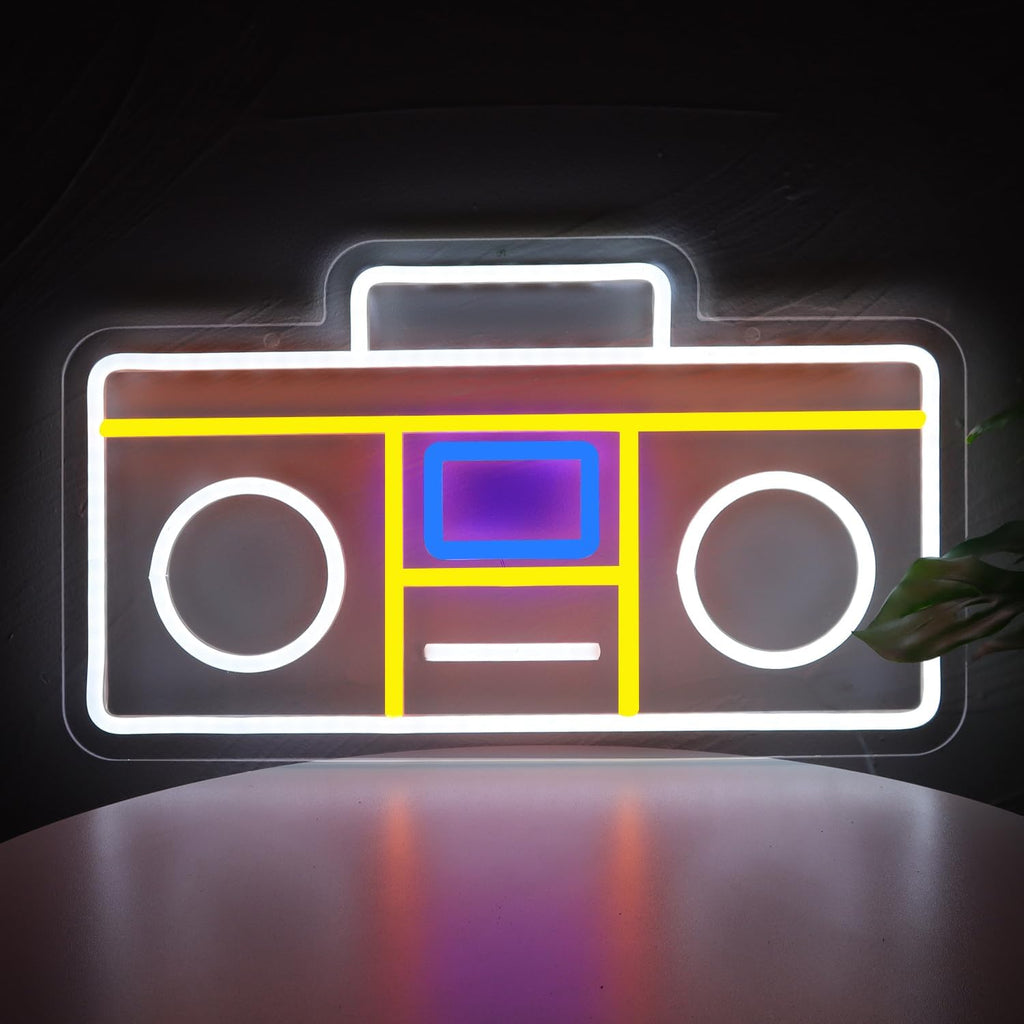 .Retro Radio Neon Sign Vintage Yellow Radio Neon LightUSB Neon Signs for Game Room Decor 80s Music Neon Light Sign for Bedroom Retro Cafe Party Decoration ﻿