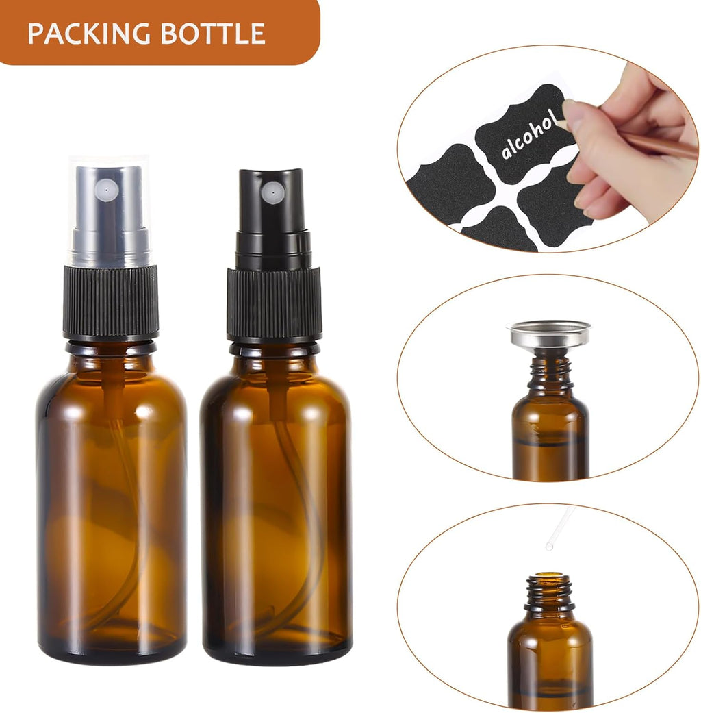 1 oz Amber Glass Spray Bottles,Small Empty Fine Mist Refillable Travel Spray Bottle for Cleaning,Perfume,Aromatherapy,Cosmetic Sprays,Hair,Essential Oils with Fine Mist Dispenser（3 Pack）