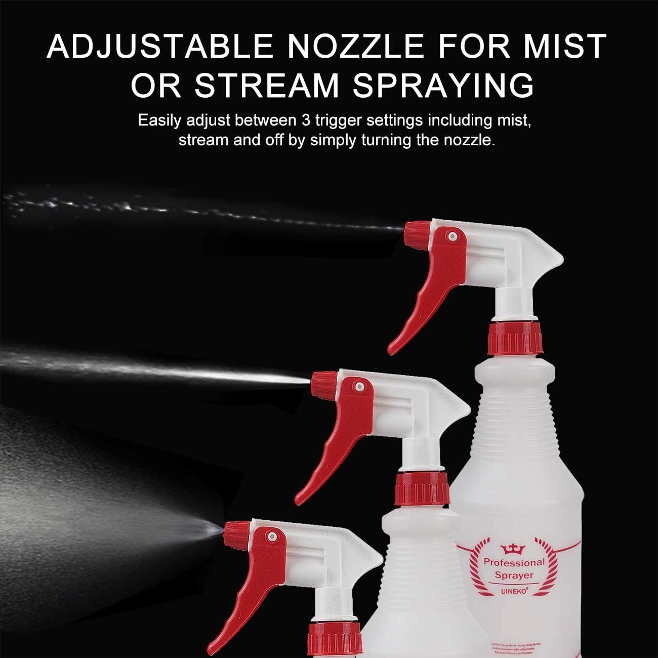 Plastic Spray Bottle (4 Pack, 32 Oz, All-Purpose) Heavy Duty Spraying Bottles Leak Proof Mist Empty Water Bottle for Cleaning Solution Planting Pet with Adjustable Nozzle and Measurements