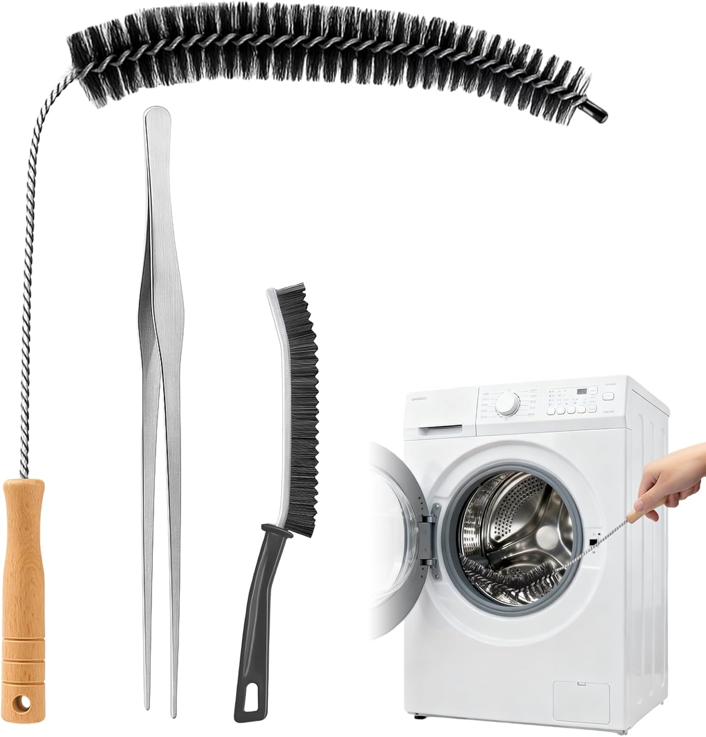 Palksky Dryer Vent Cleaner Kit, 3Pcs Dryer Cleaner Tool - Flexible Drier Vent Cleaning Brush, Lint Trap Cleaner Clip, Drier Hose Attachment, Lint Remover Cleaning Tools