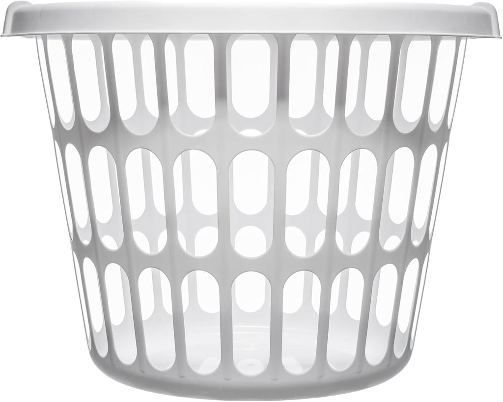 (8 Pack) 1-Bushel Round Plastic Laundry Baskets - Durable,Large Capacity for Bedroom, Bathroom, Laundry Room & Dorm