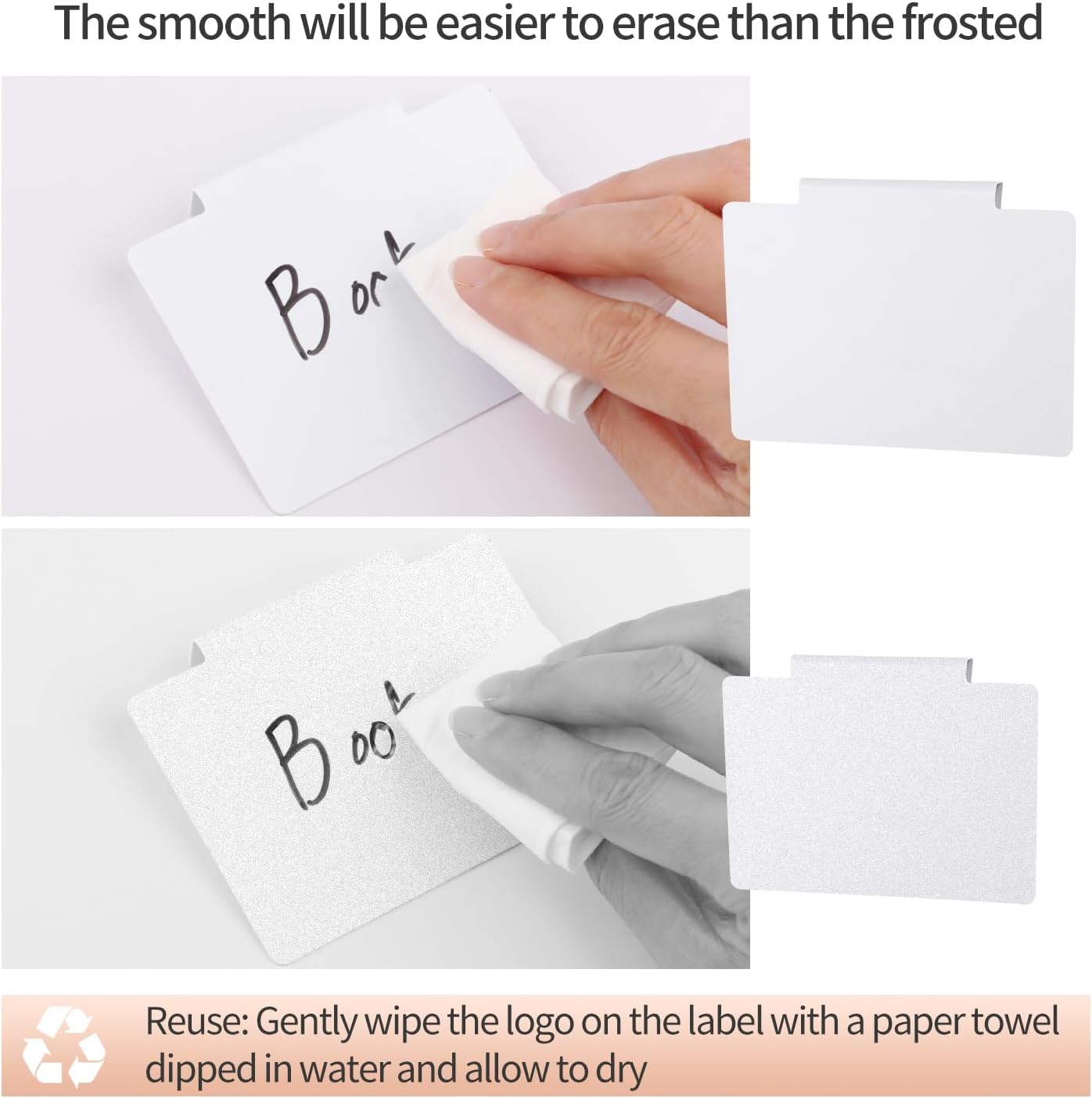 34 Pcs Basket Labels Clip on Set, Include 32 Kitchen Clip Label Holder Removable Storage Bin Labels with 2 Black Marker for Storage Bins Organization Box (White)