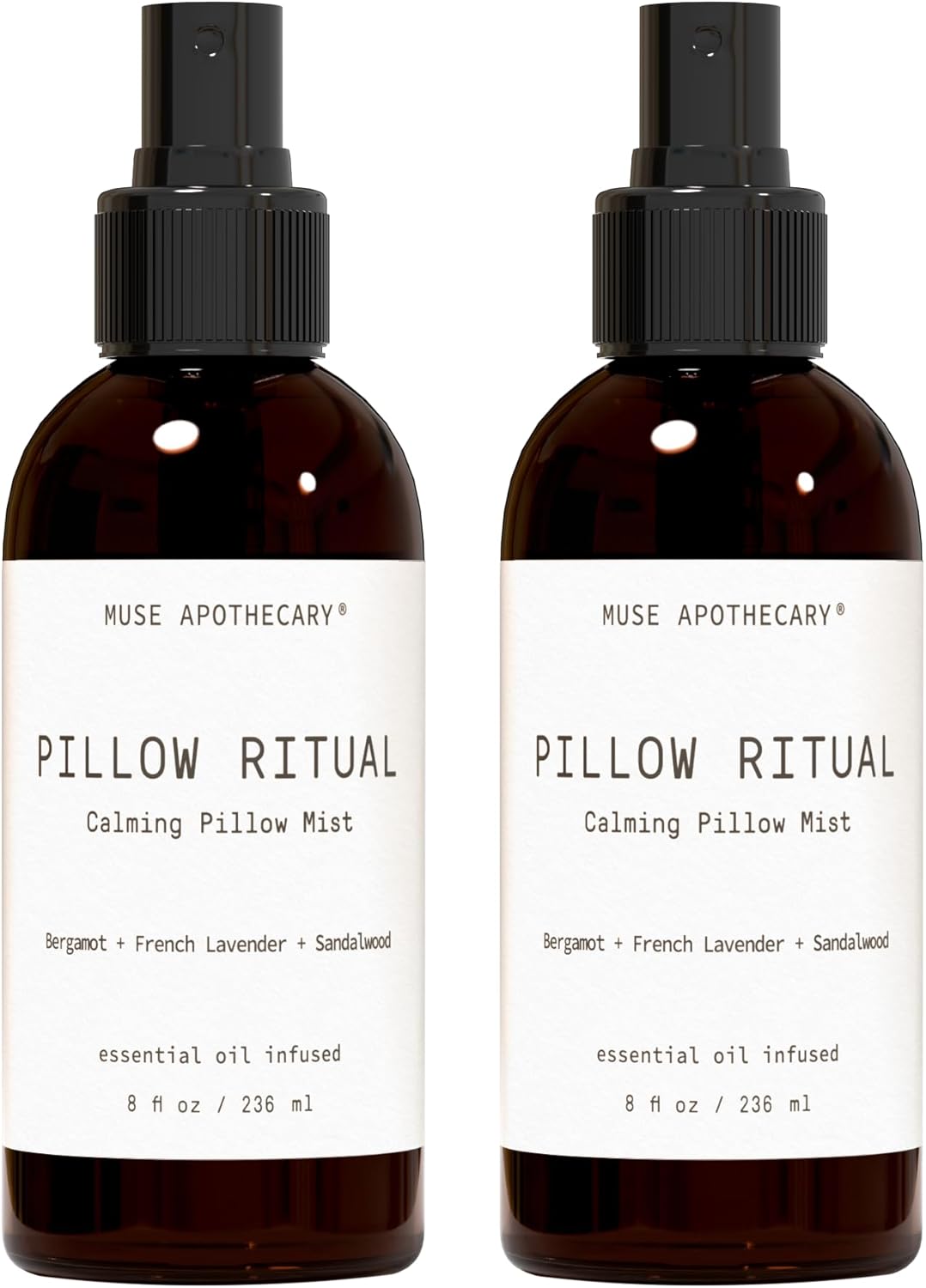 Muse Apothecary Pillow Ritual - Aromatic, Calming and Relaxing Pillow Mist, Linen and Fabric Spray - Infused with Natural Aromatherapy Essential Oils - 8 oz, Bergamot + French Lavender + Sandalwood,