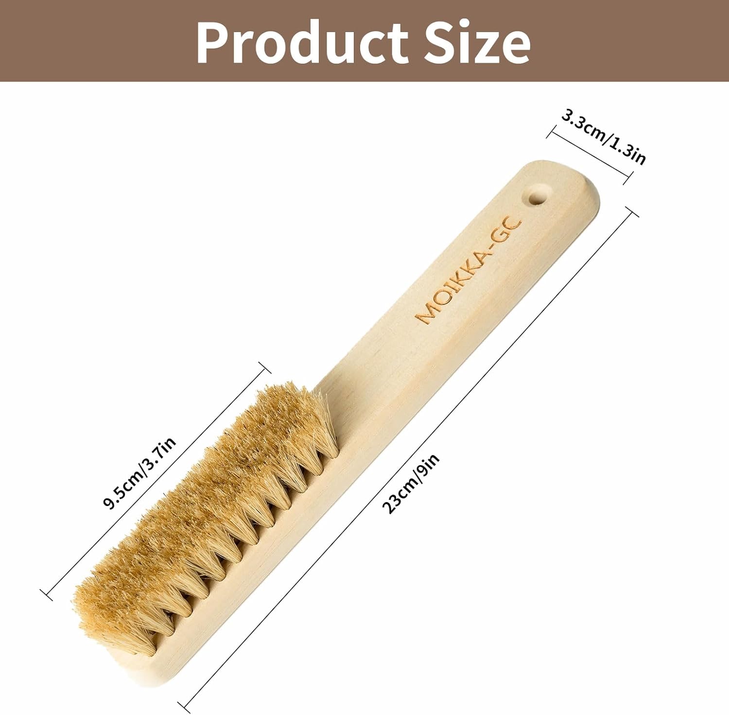 Wood Laundry Stain Brush with Boar Bristle, Tough Stain Remover for Delicate Fabric, Cotton, Linens, and Shoes, Laundry Scrub Brush for Fresh and Clean Fabric