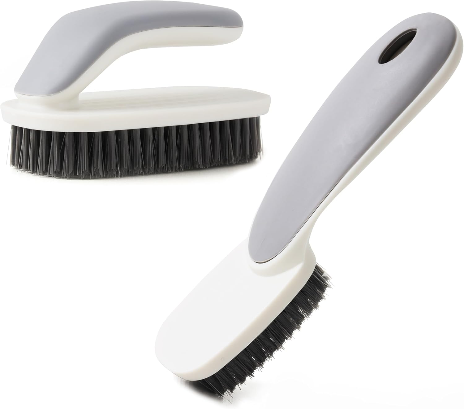 Laundry Scrub Brush 2 Pack - Soft Bristle Shoe & Clothes Scrubbing Brush for Stains - Household Cleaning Tool for Bathroom Countertop & Bathtubs (Gray)