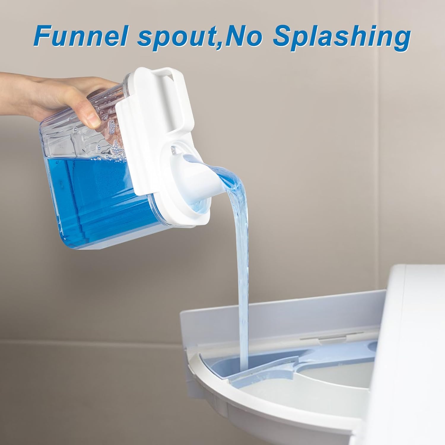 51oz Laundry Detergent Container, 2 Pack Plastic Liquid Detergent Dispenser for Laundry Room Powder,Soap,Fabric Softener, Scent Beads Storage and Organization,with 5 Labels,1 Tray.(2, 51oz)