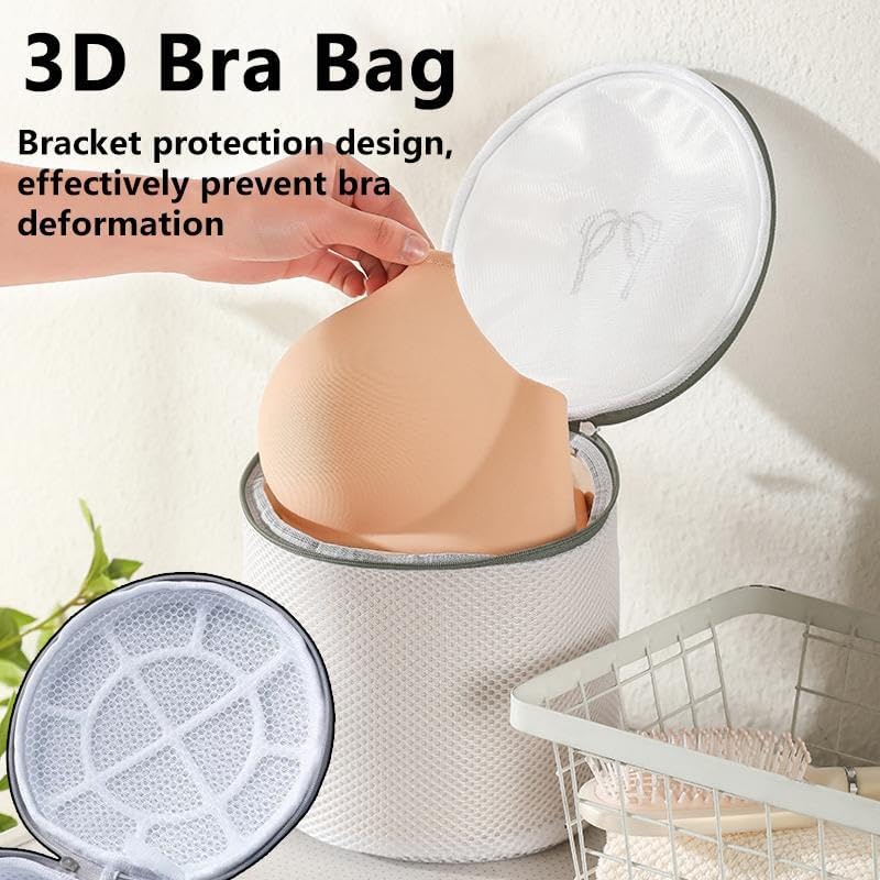 (2Pcs) delicates wash bags 3-Layer Durable Fine Mesh Wash Bags with Rust-Proof Hidden Zipper, Tangle-Proof & Space-Saving for Delicates, Bras, Lingerie, Clothes (Blue, Cylindrical bra)