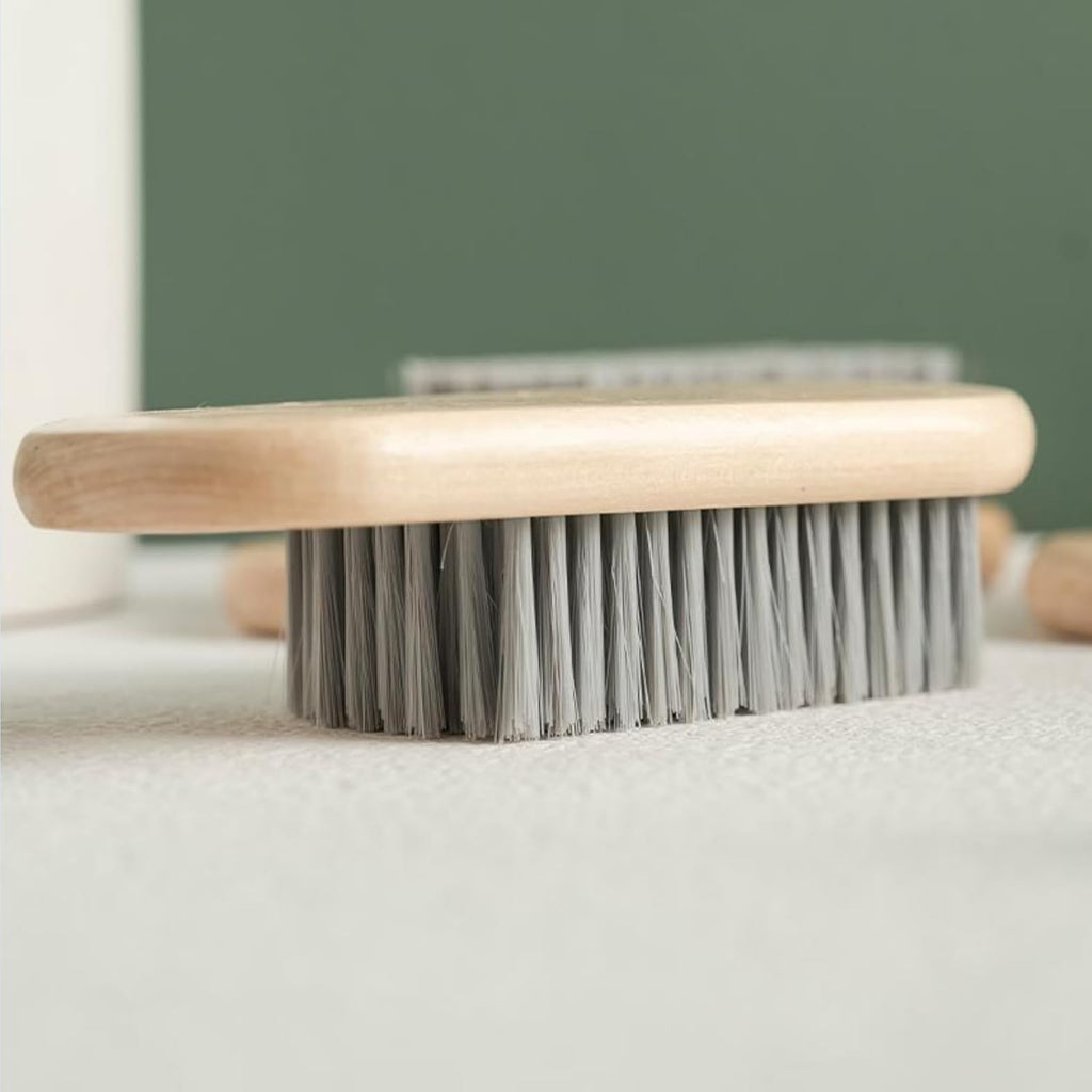 2PCS Wood Laundry Brush, Clothing Stain Remover Scrubber, Soft Bristle for Scrubbing Out Tough on Delicate, Easy to Grip Hand Washing Clothes