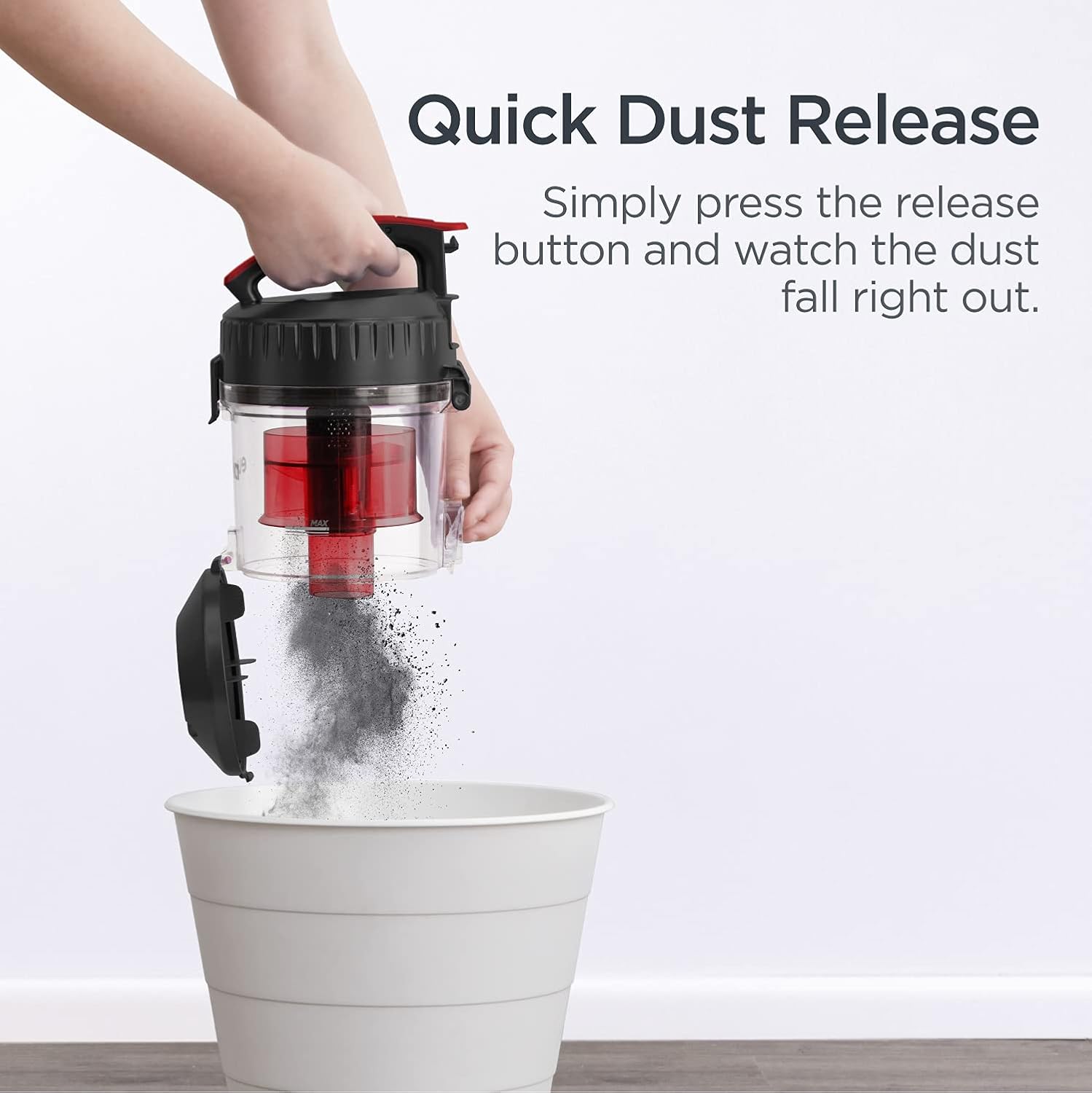 Eureka Bagless Canister Vacuum Cleaner, Lightweight Vac for Carpets and Hard Floors, Red, Whirlwind NEN110D