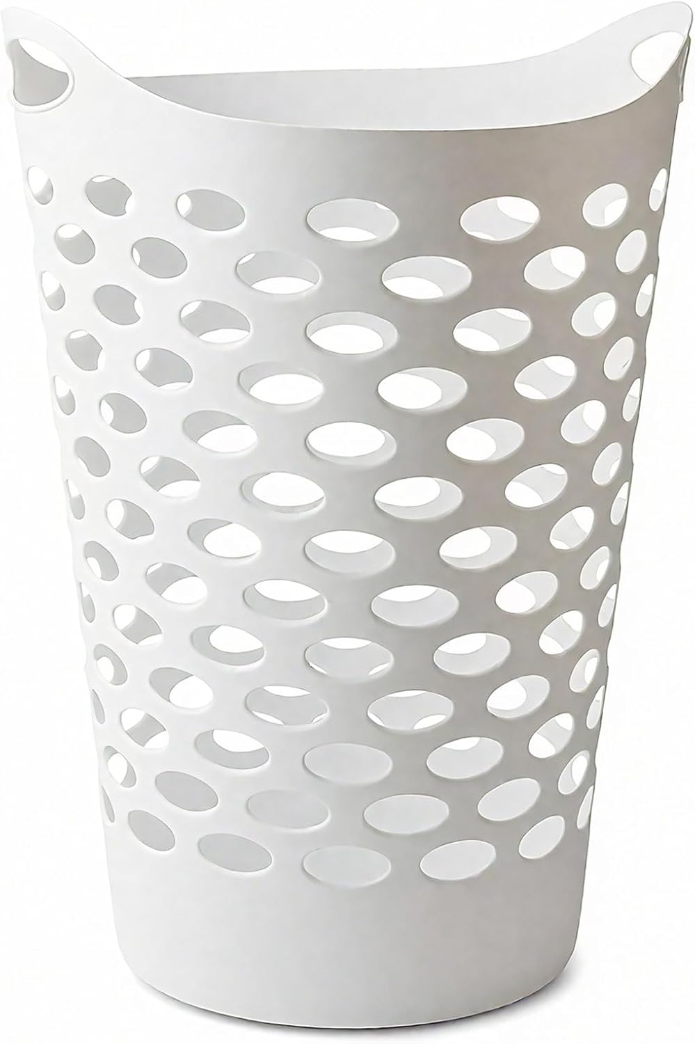 (3 Pack) Plastic Round Laundry Hamper, White - 2.2 Bushel Capacity, Lightweight & Durable with Carrying Handles for Home, Dorm, Bedroom, Apartment & Bathroom