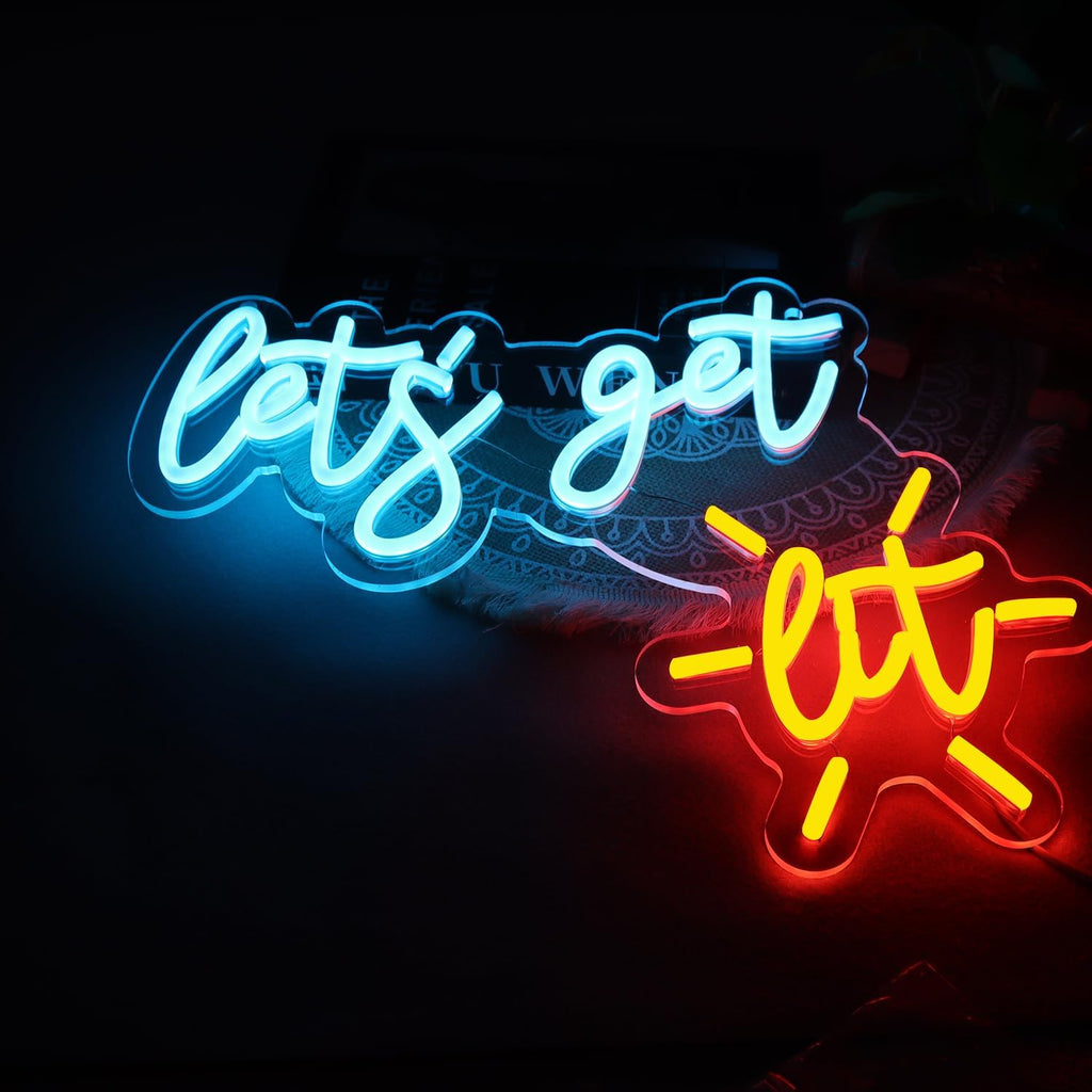 "Let's get Lit" Vibrant Neon Sign USB Powered LED Sign for Bedroom Man Cave Game Room Bar Lighting Decor