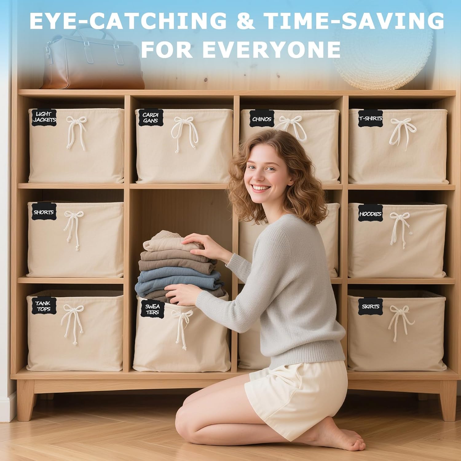 10PCS Basket Labels Clip On, Black Removable Labels for Storage Basket Labels with 2 Markers & 1 Wipe, Bin Labels for Storage Bins 2.5X3.5''