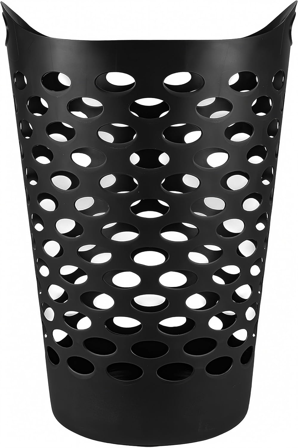 (3 Pack) Black Plastic Round Laundry Hamper - 2.2 Bushel Capacity, Lightweight with Flex Carrying Handles for Home, Dorm, Bathroom & Laundry Room