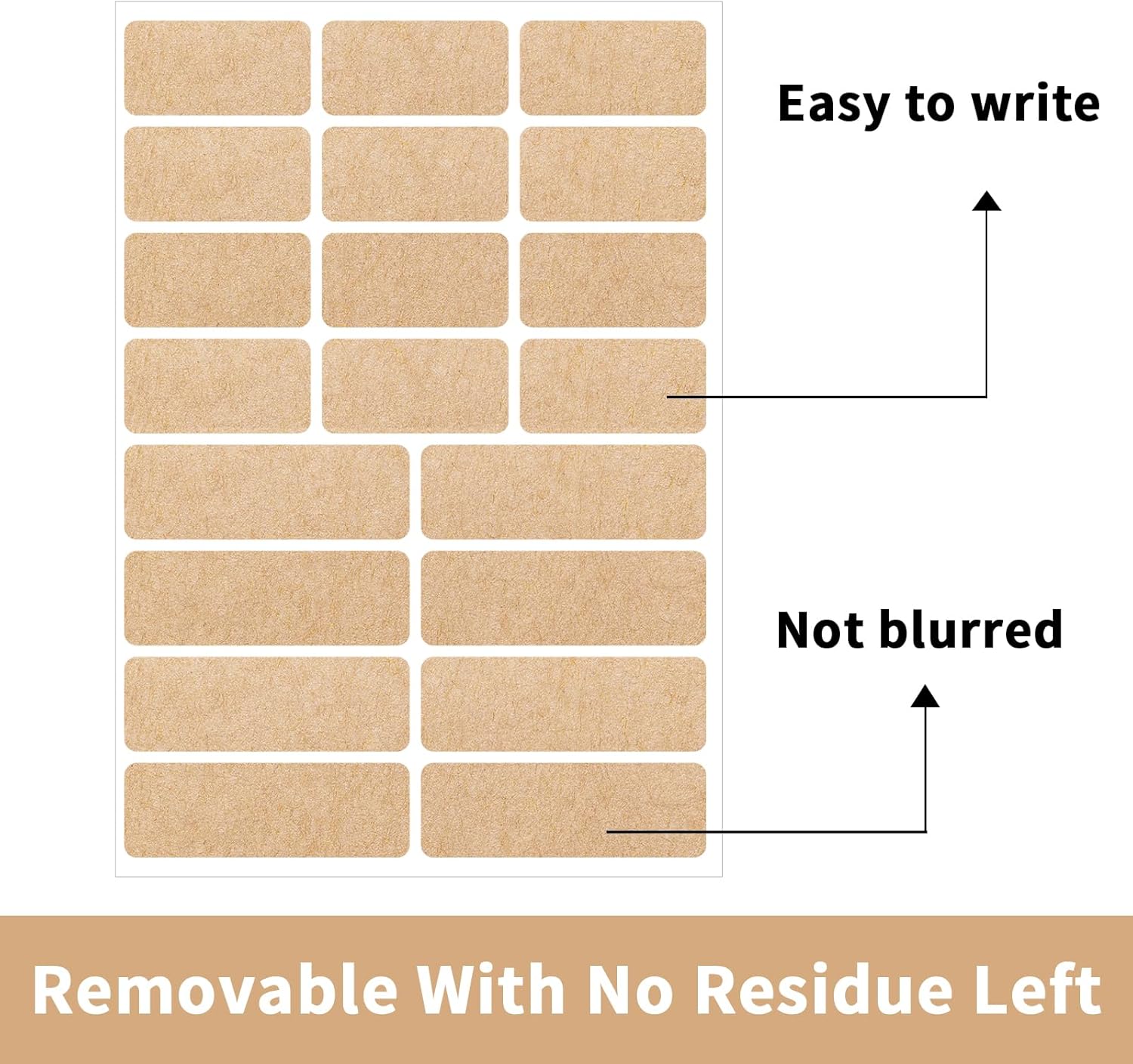 Kraft Label Stickers Removable Writable Gift Labels, Self-Adhesive Brown Labels for Essential Oil Bottle, Jars, Food Storage or Gift Decoration (2 Size, 300 Sheet)