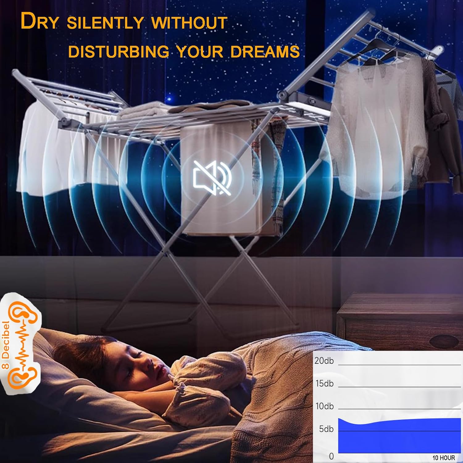 (1 Pack) Heated Clothes Drying Rack, Folding Electric Clothes Rack, Collapsible Laundry Drying Rack, Free Standing Heating Garment Dryer Towel Rail Space Saving for Home Indoor Outdoor