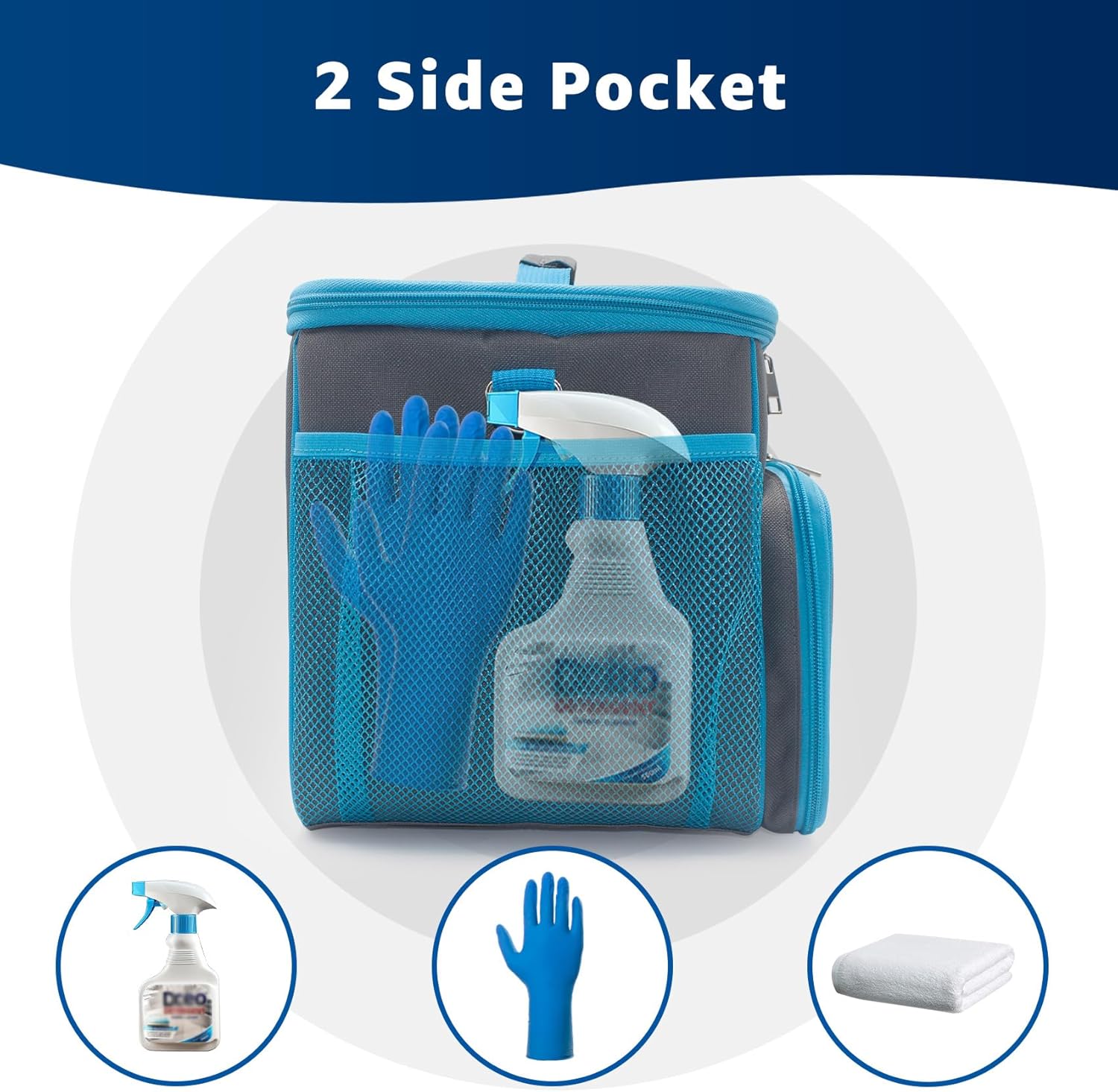 Carry Bag for Bissell SteamShot Steam 39N7V/39N7A Cleaner, Handheld Steam Cleaner attachments, Adjustable Compartments Large Storage Bag for bissell steamshot accessories, Bag Only (Gray & Blue)