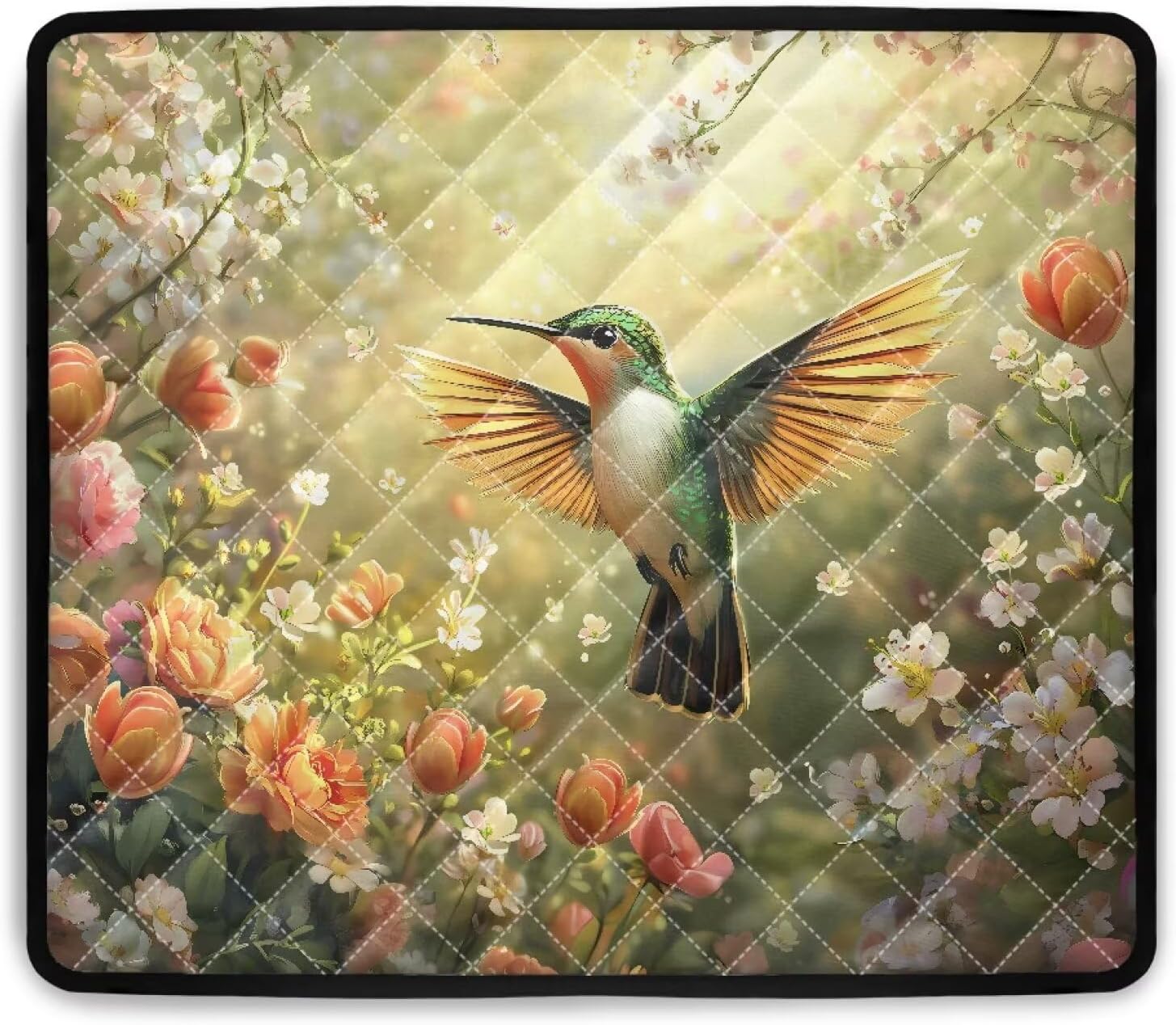 1 Pcs Spring Hummingbird Flowers Washer and Dryer Cover for The Top, Dryer Top Protector Mat Non-Slip Waterproof Washing Machine Cover Protector for Laundry & Kitchen