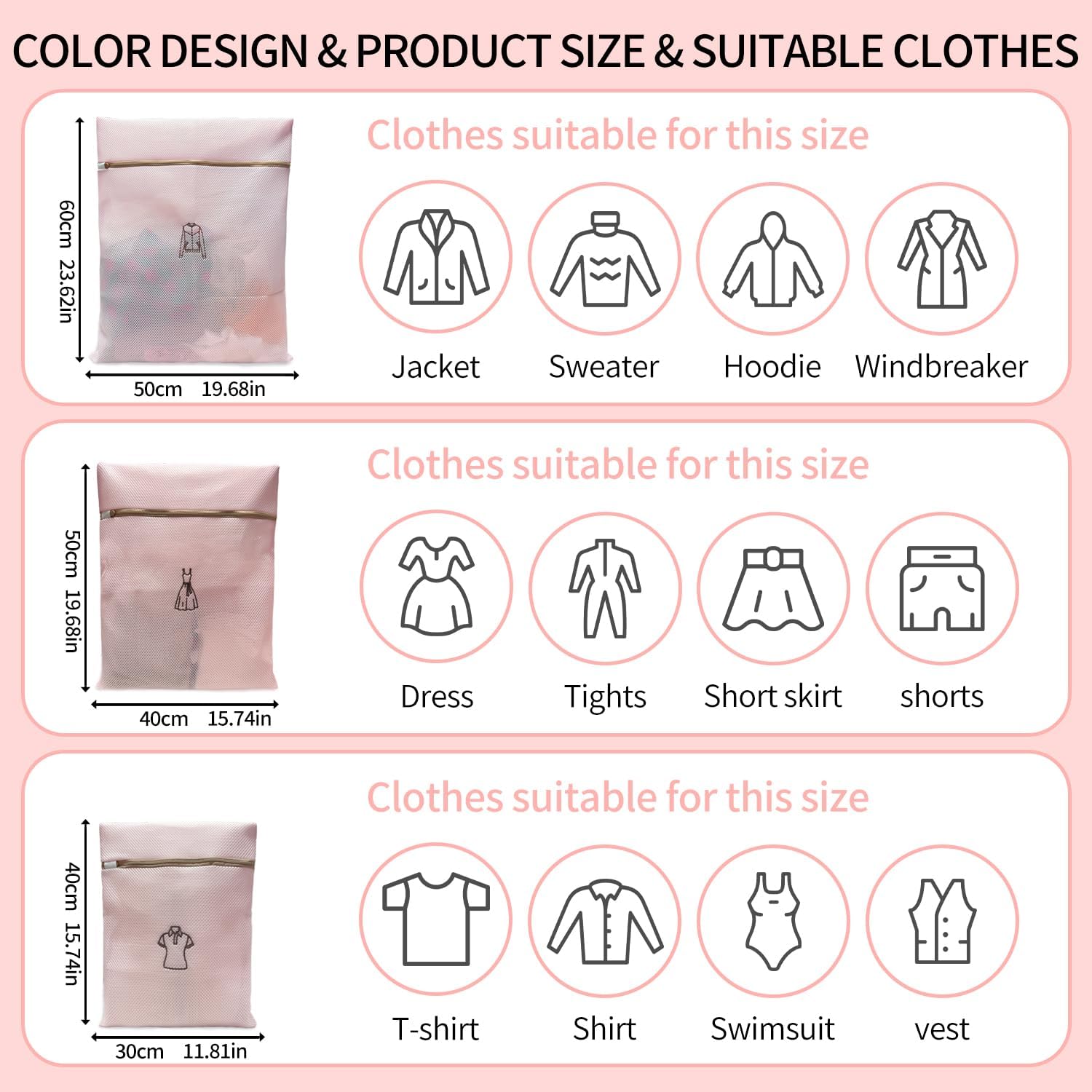 (2Pcs) delicates wash bags 3-Layer Durable Fine Mesh Wash Bags with Rust-Proof Hidden Zipper, Tangle-Proof & Space-Saving for Delicates, Bras, Lingerie, Clothes (Pink, Cylindrical bra)