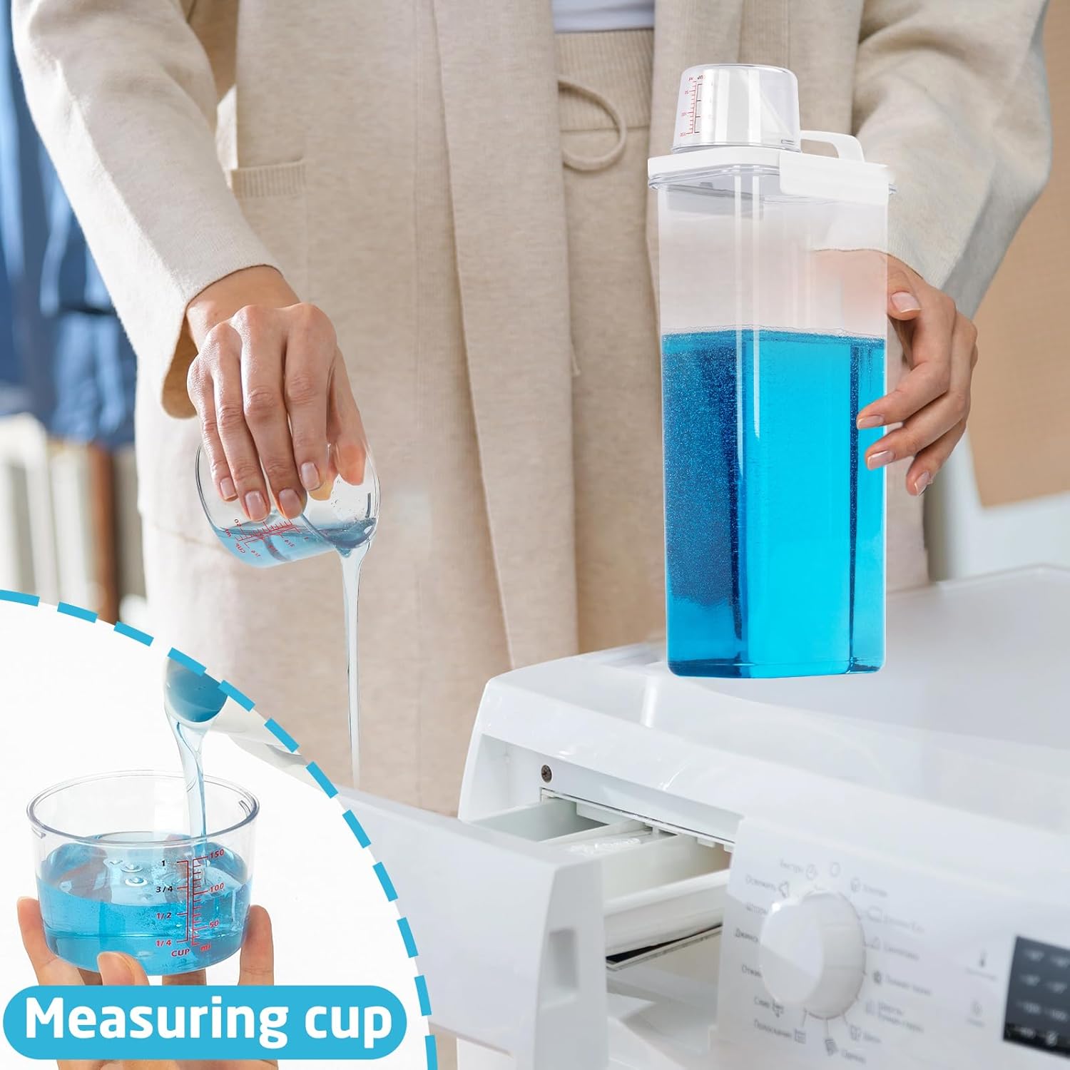 Laundry Detergent Dispenser-1 Pack, Detergent Dispenser with 4 Removable Labels, Laundry Soap Dispenser for Laundry Room Organization and Storage, BPA Free & PET Plastic Clear (98 oz)