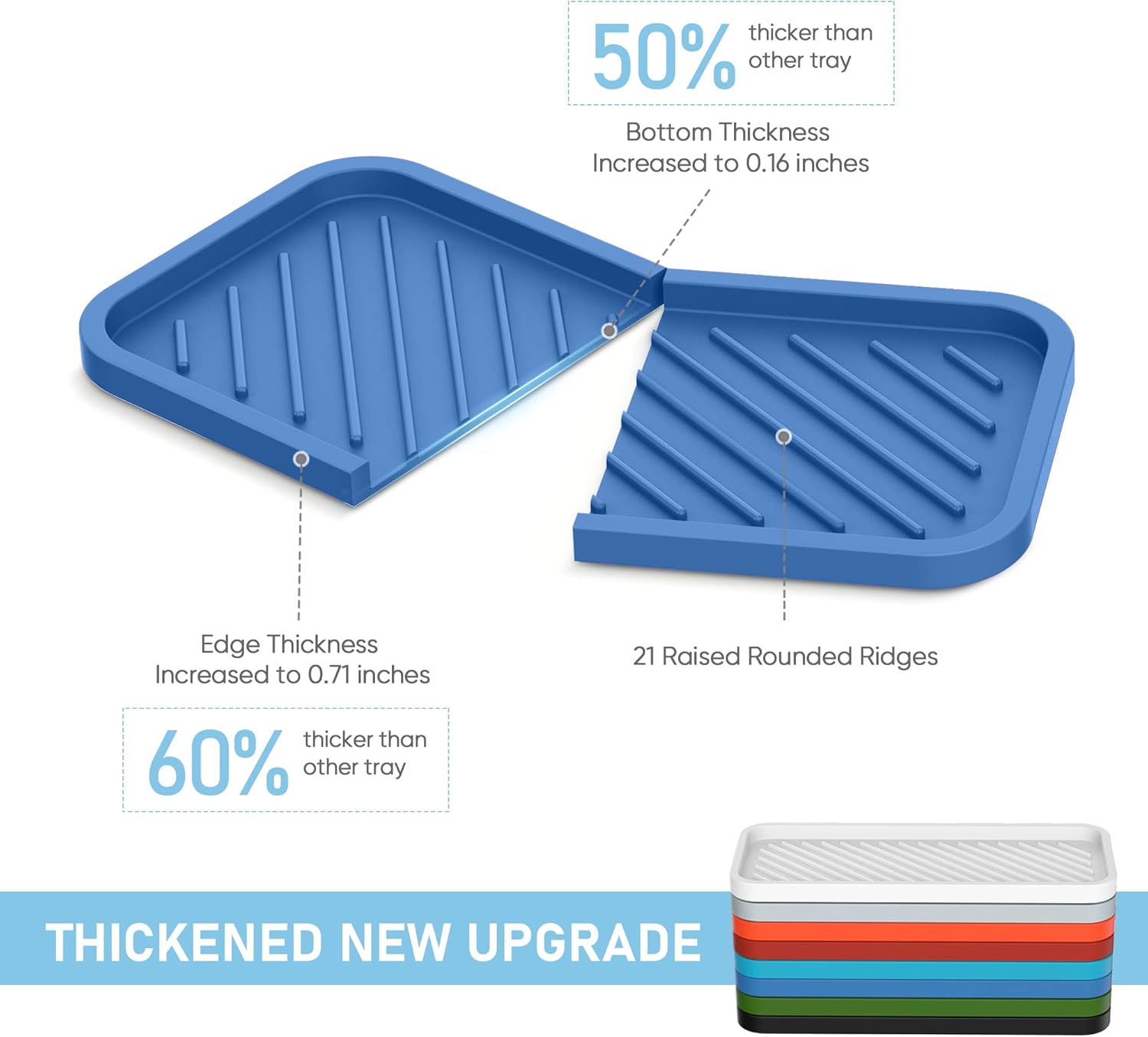 EG-SIPRO Silicone Sponge Holder, Large 10" Kitchen Sink Organizer Tray, Sponge Caddy Dish Soap for Scrubber, Soap Dispenser, Scouring Pad