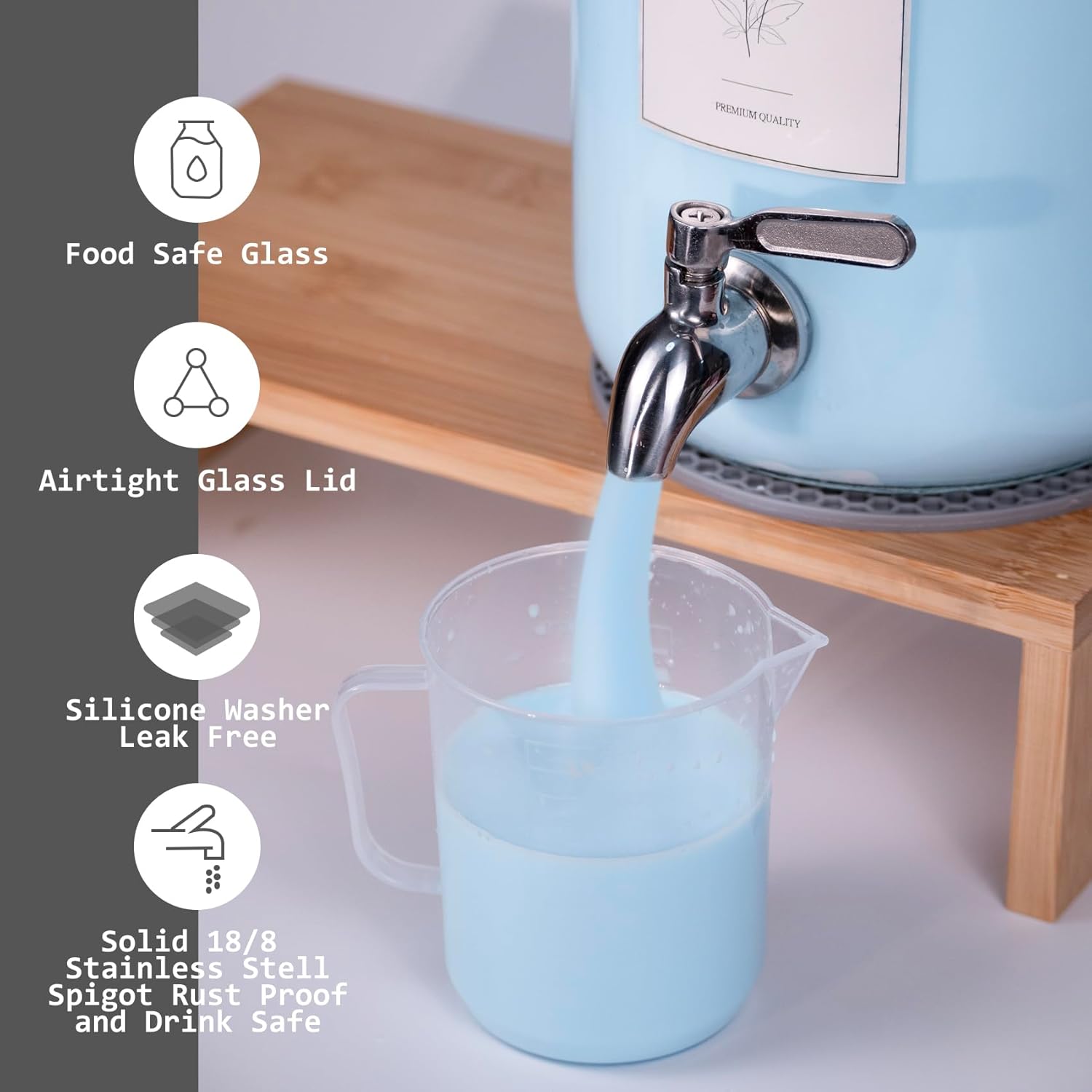 Large Liquid Laundry Detergent Dispenser with Spigots and Measuring Cups,108oz Leak-Proof Glass Fabric Softener,Reusable Glass Detergent Dispenser for Laundry Room Organizer and Storage(1)