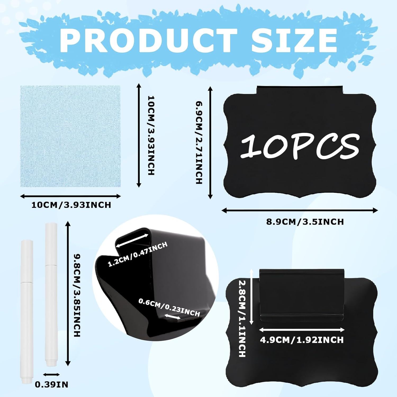 10PCS Basket Labels Clip On, Black Removable Labels for Storage Basket Labels with 2 Markers & 1 Wipe, Bin Labels for Storage Bins 2.5X3.5''