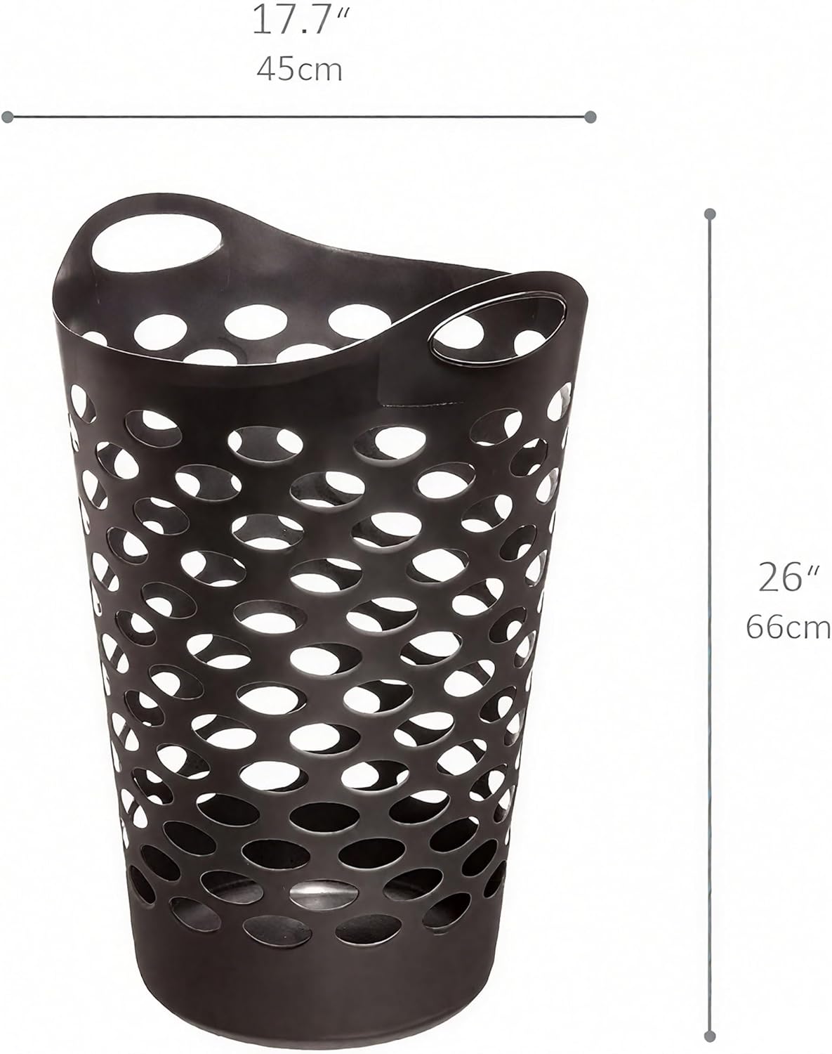 (3 Pack) Black Plastic Round Laundry Hamper - 2.2 Bushel Capacity, Lightweight with Flex Carrying Handles for Home, Dorm, Bathroom & Laundry Room