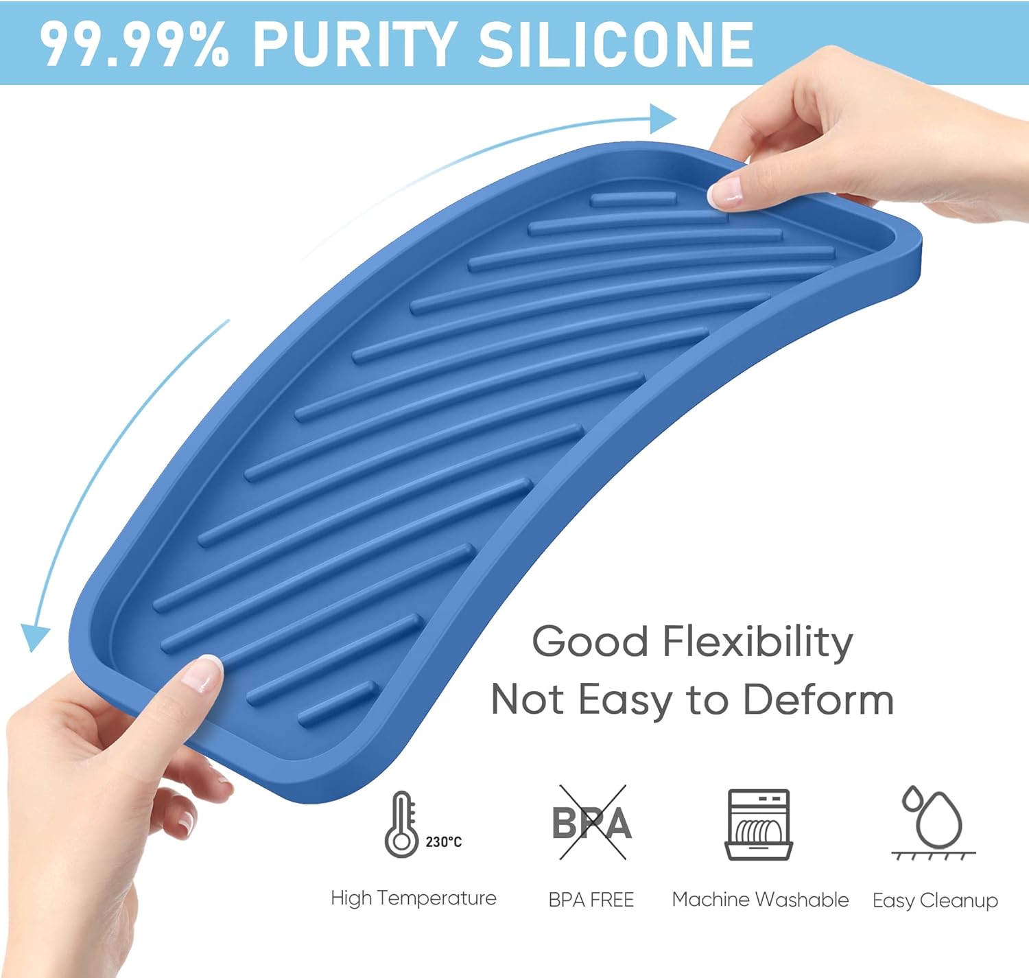 EG-SIPRO Silicone Sponge Holder, Large 10" Kitchen Sink Organizer Tray, Sponge Caddy Dish Soap for Scrubber, Soap Dispenser, Scouring Pad