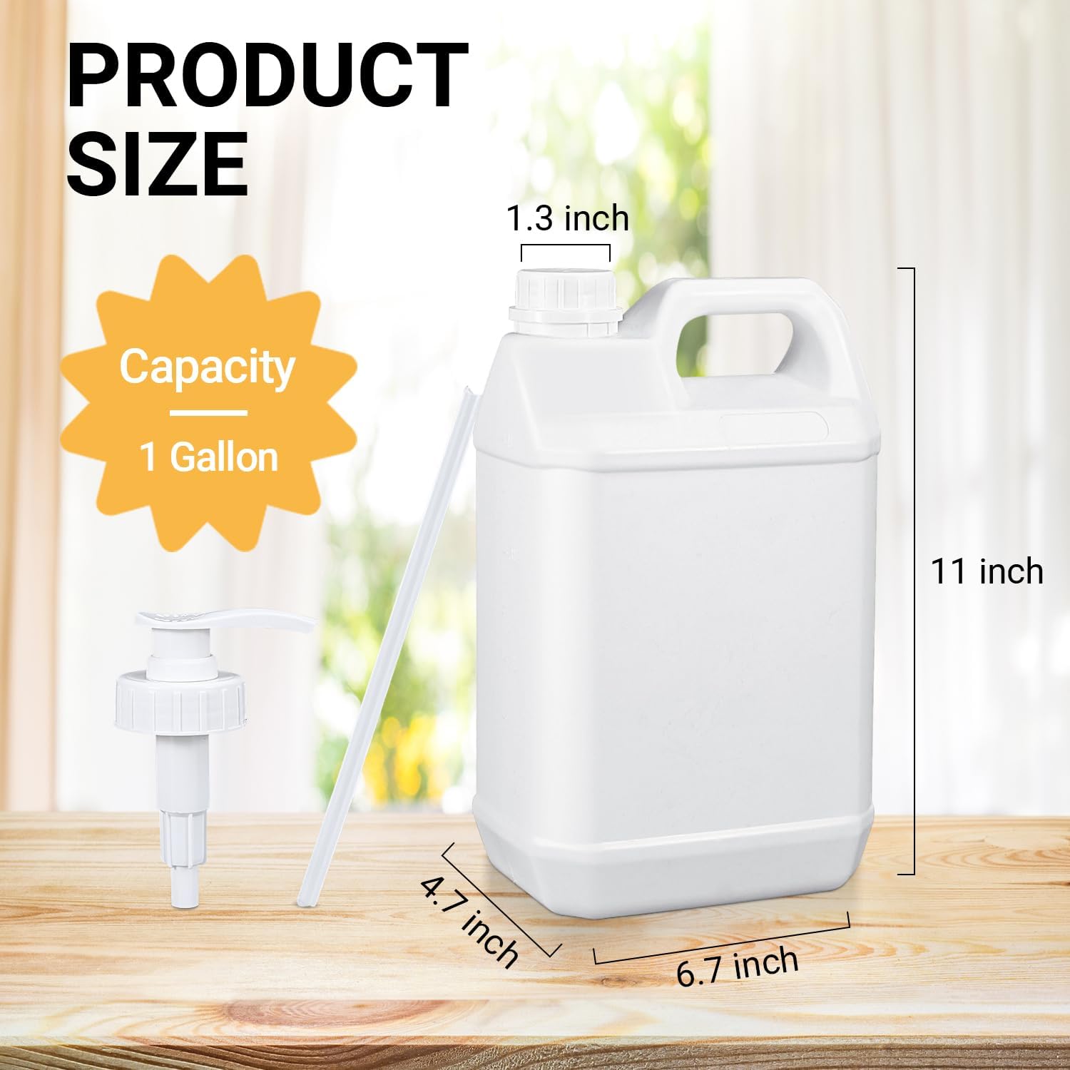 1 Gallon Plastic F-Style Jug (4-Pack) Reusable Food-Safe, Heavy-Duty HDPE Containers for Water, Sauces, Soaps, Detergents, Honey Liquids with Screw-On Cap and Pump Cap (White, 1 Gallon)