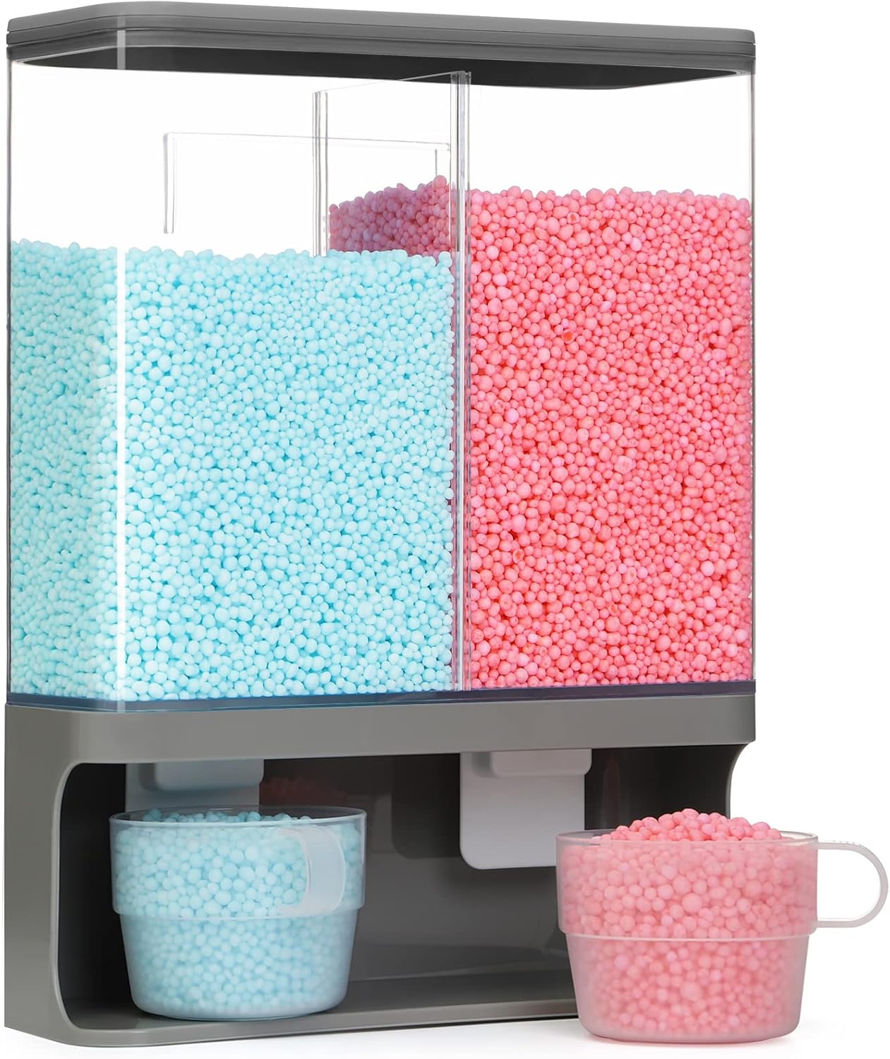 Conworld Laundry Detergent Dispenser, Wall-Mounted Scent Booster Beads Dispenser for Laundry Room Organization and Storage, Rice Dispenser, Suitable for Laundry Beads, Grey