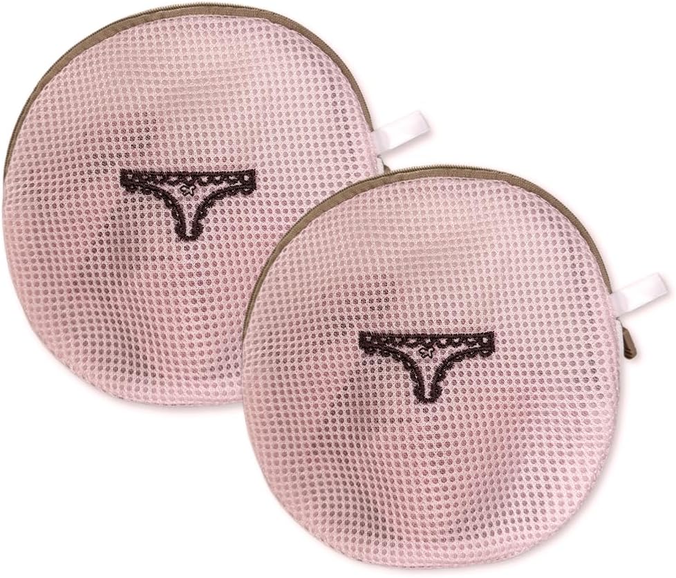 (2Pcs) delicates wash bags 3-Layer Durable Fine Mesh Wash Bags with Rust-Proof Hidden Zipper, Tangle-Proof & Space-Saving for Delicates, Bras, Lingerie, Clothes (Pink, Underwear)