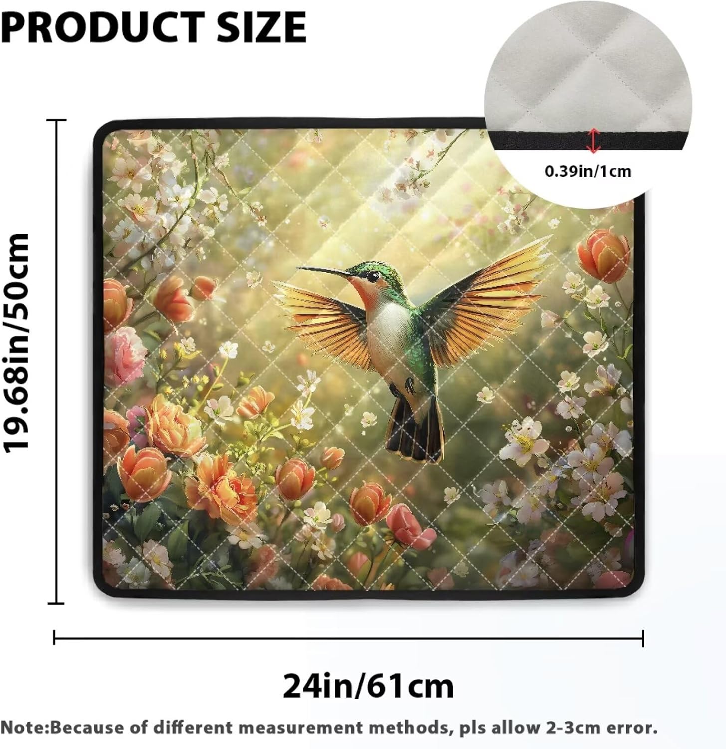 1 Pcs Spring Hummingbird Flowers Washer and Dryer Cover for The Top, Dryer Top Protector Mat Non-Slip Waterproof Washing Machine Cover Protector for Laundry & Kitchen