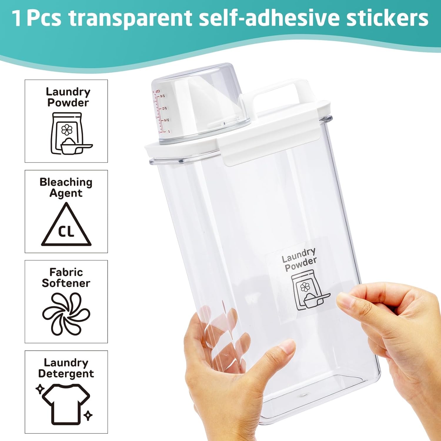 Laundry Detergent Dispenser-1 Pack, 78 oz Detergent Dispenser with 4 Removable Labels, Laundry Soap Dispenser for Laundry Room Organization and Storage, BPA Free & PET Plastic Clear