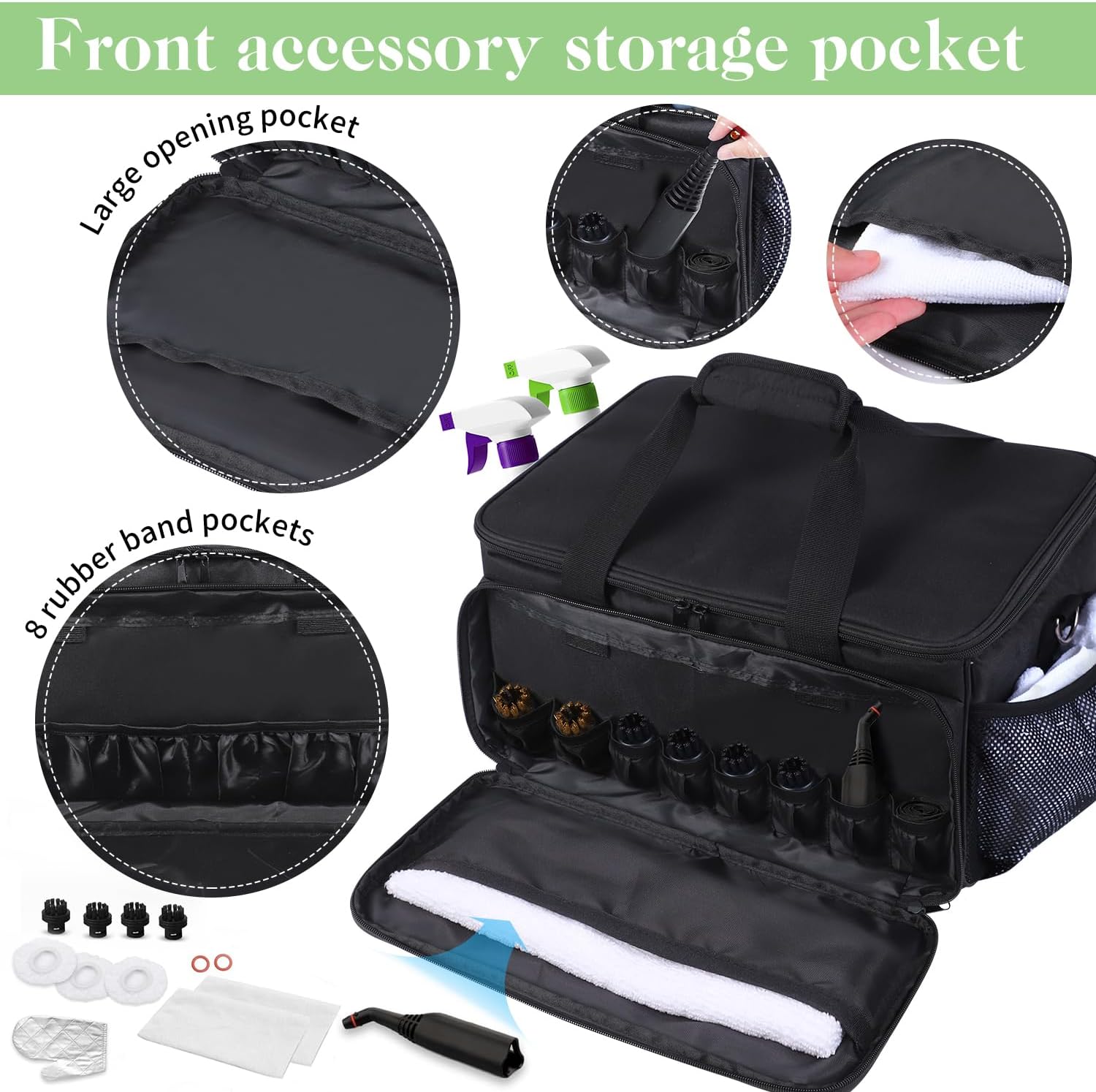 Portable Storage Bag Compatible with Waitbird Steam Cleaner,Adjustable Handheld Steam Cleaner Carrying Bag,Large Capacity Storage Bag with Extra Pockets for Accessories,Case Only