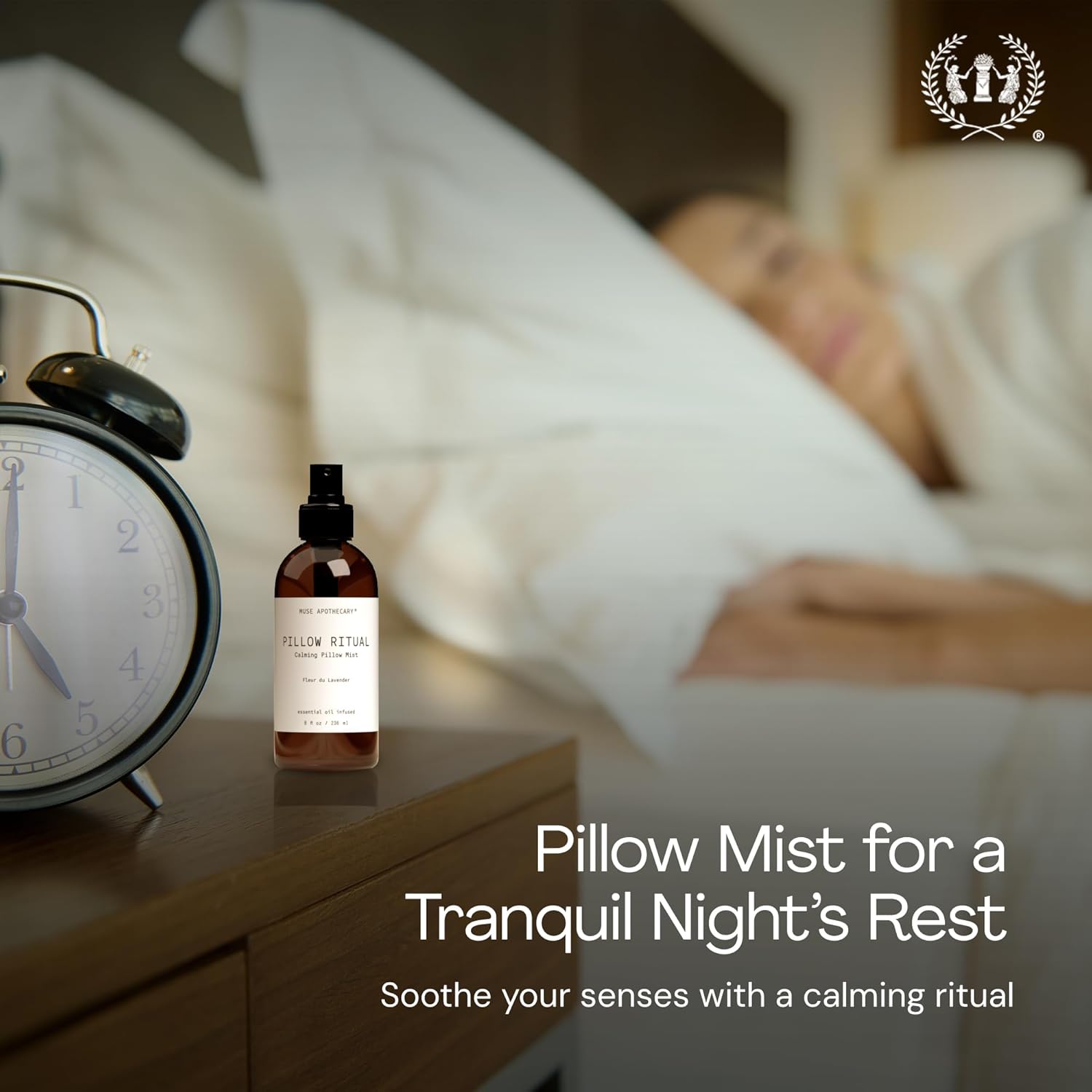 Muse Apothecary Pillow Ritual - Aromatic, Calming and Relaxing Pillow Mist, Linen and Fabric Spray - Infused with Natural Aromatherapy Essential Oils - 4 oz, Tonka Bean + Amber + Warm Cedarwood, 2