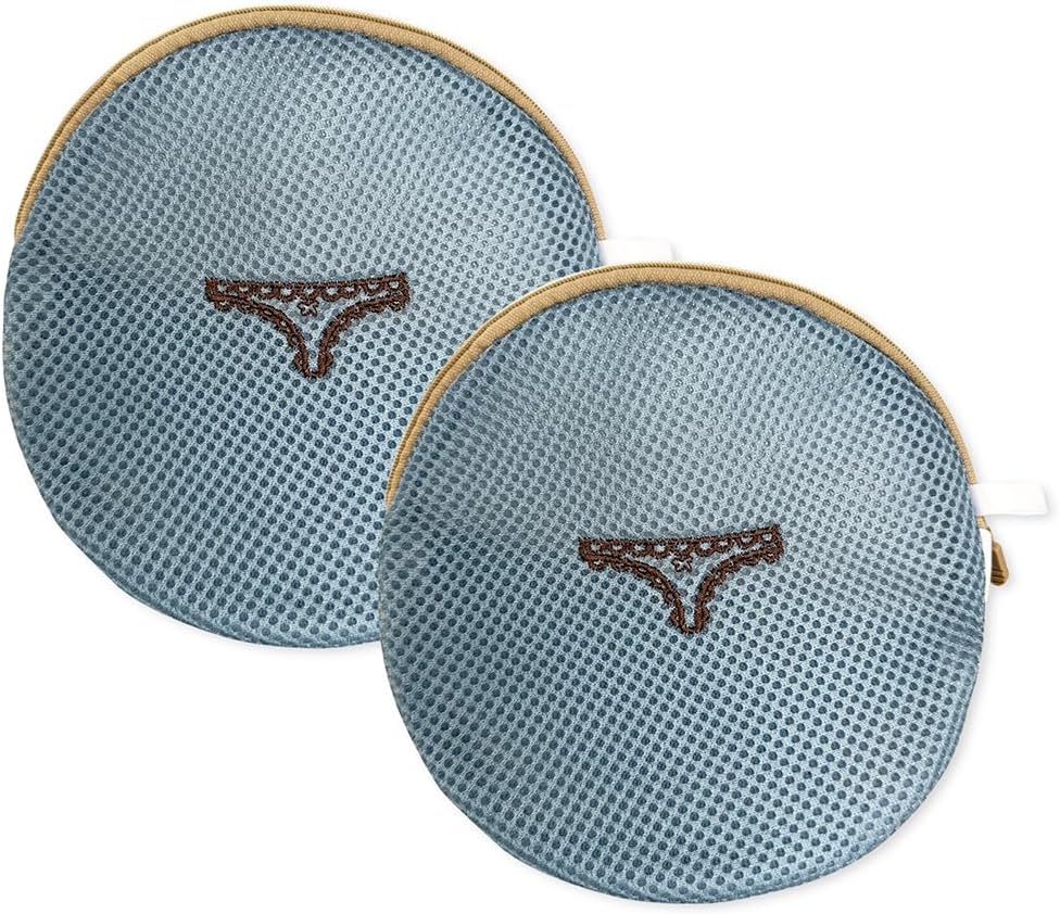 (2Pcs) high-end zipper mesh laundry bag, travel storage and finishing bag, to protect your exquisite clothes, suitable for jackets, underwear, tights, etc. (Blue, Underwear)