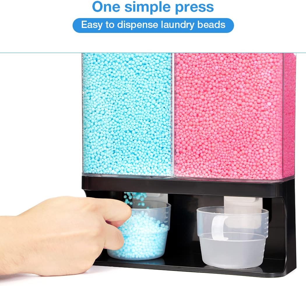 Conworld Laundry Detergent Dispenser, Wall-Mounted Scent Booster Beads Dispenser for Laundry Organizer, Laundry Beads Container, Rice Dispenser, Black