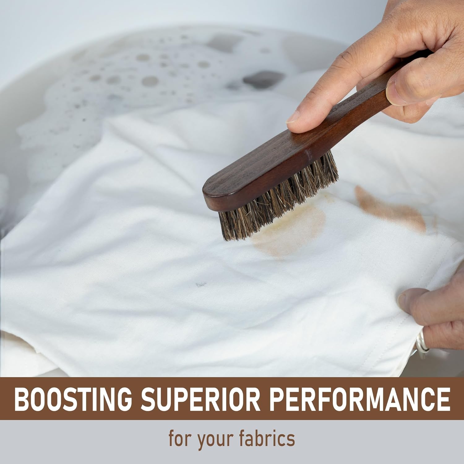 Takavu Horsehair Laundry Stain Brush Set (2 Pack) - Soft Bristle Spot Cleaner for Delicate Fabrics, Clothes Pre-Wash, Gentle Garment Care Tool