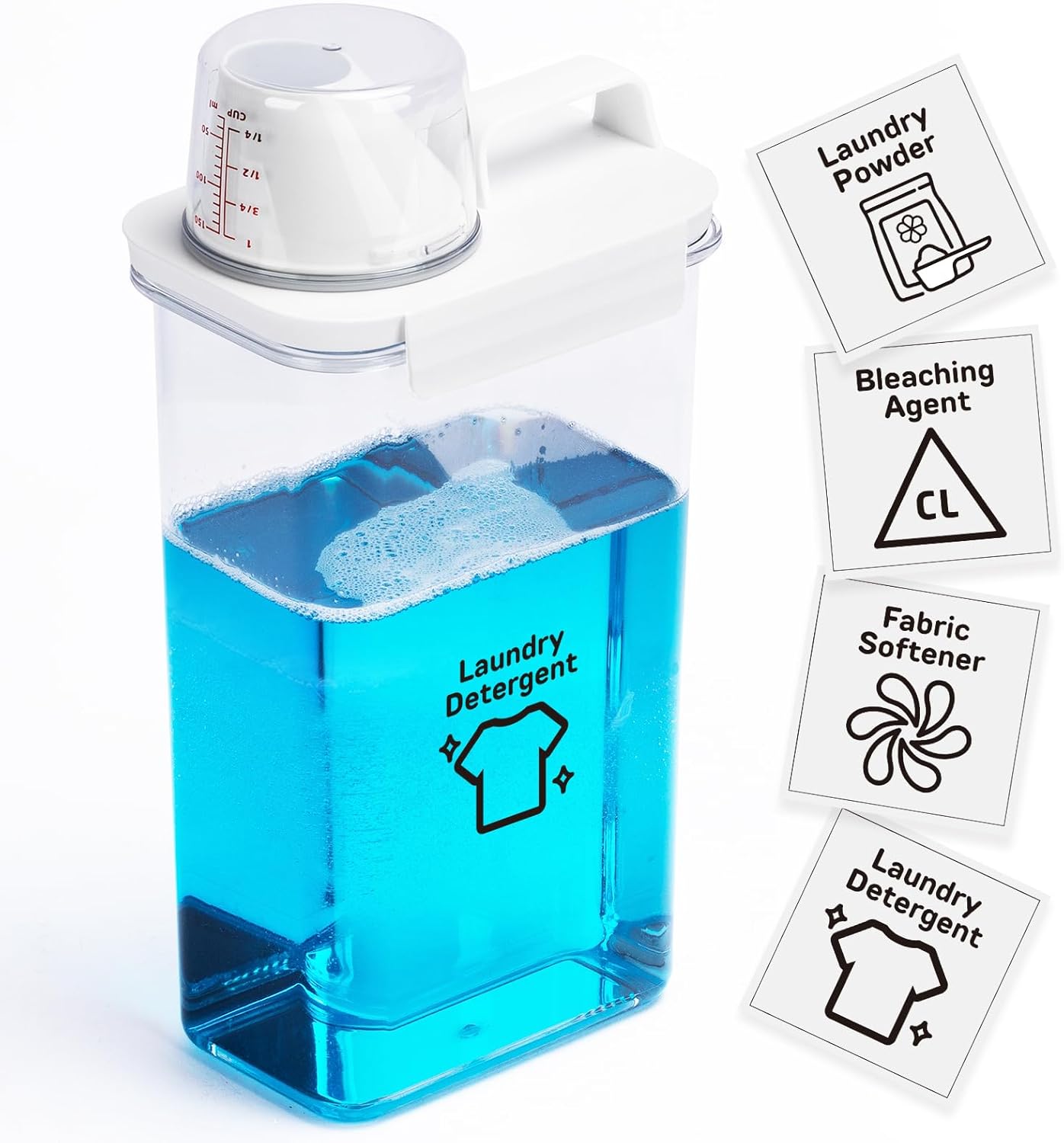 Laundry Detergent Dispenser-1 Pack, 78 oz Detergent Dispenser with 4 Removable Labels, Laundry Soap Dispenser for Laundry Room Organization and Storage, BPA Free & PET Plastic Clear