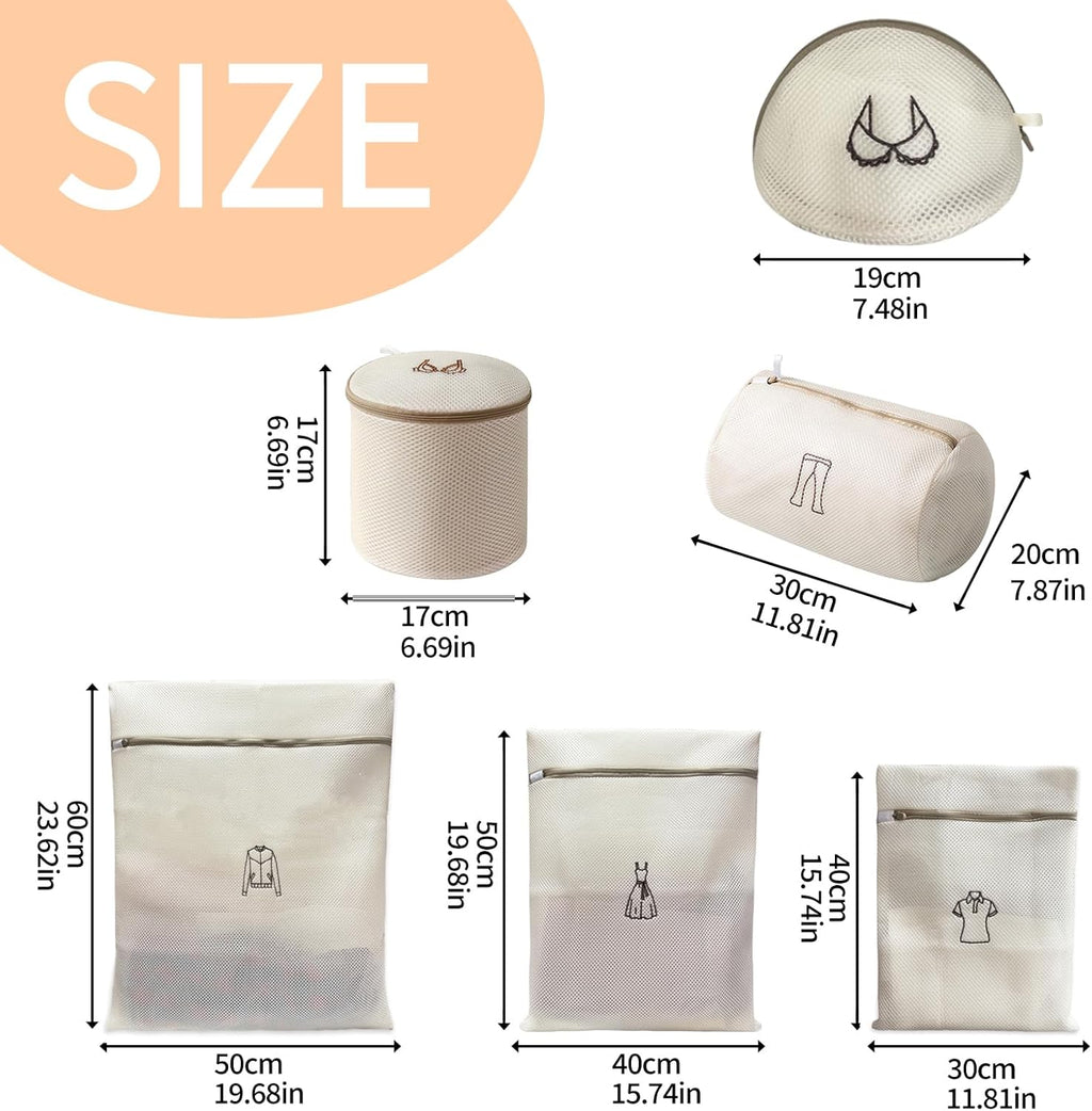 (2Pcs) high-end zipper mesh laundry bag, travel storage and finishing bag, to protect your exquisite clothes, suitable for jackets, underwear, tights, etc. (Beige, Short sleeve)